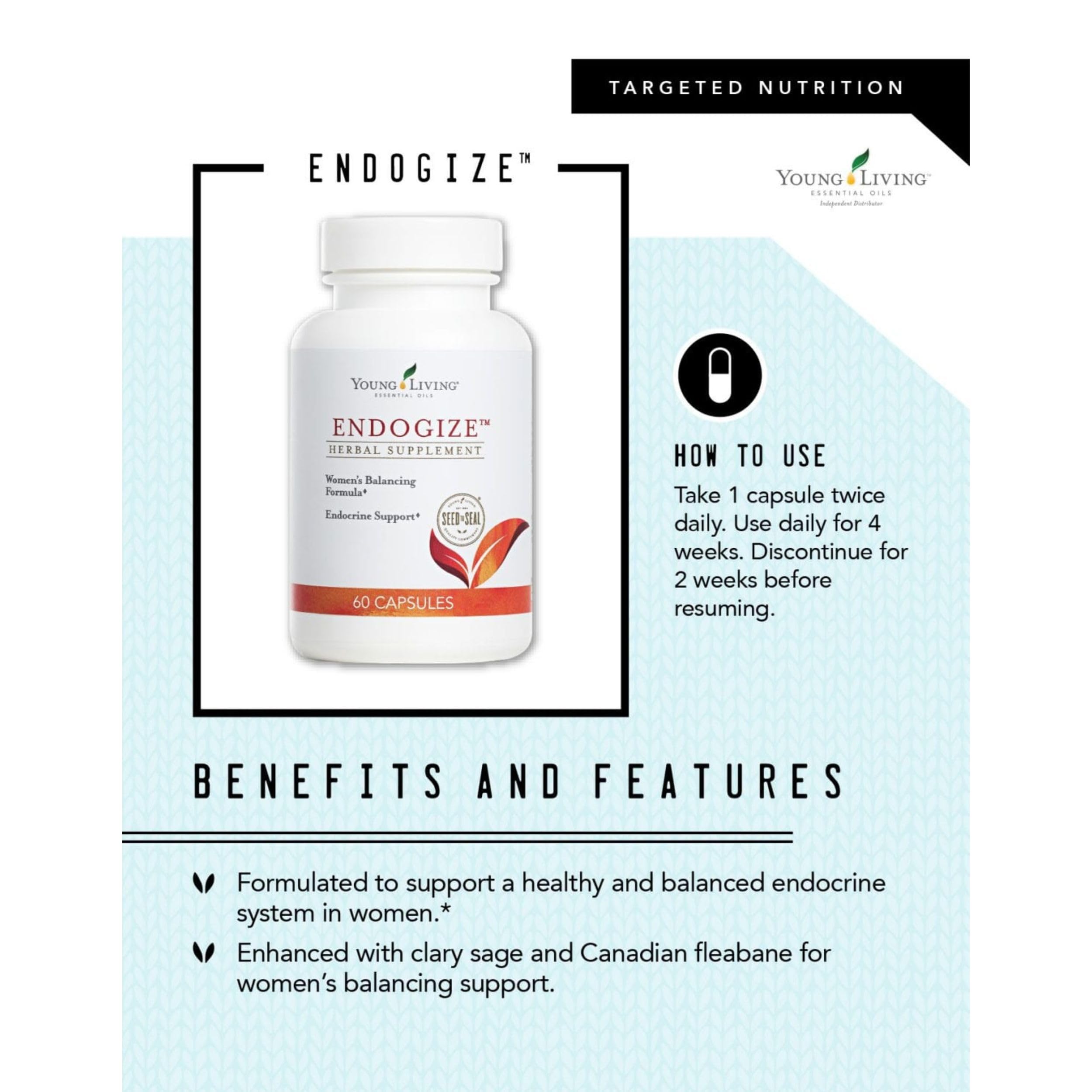Young Living - EndoGize 60 Capsules | Hormonal Health & Endocrine System Support with Essential Oils | Daily Herbal Supplement for Women's Wellness & Balancing Formula Young Living uk supplements