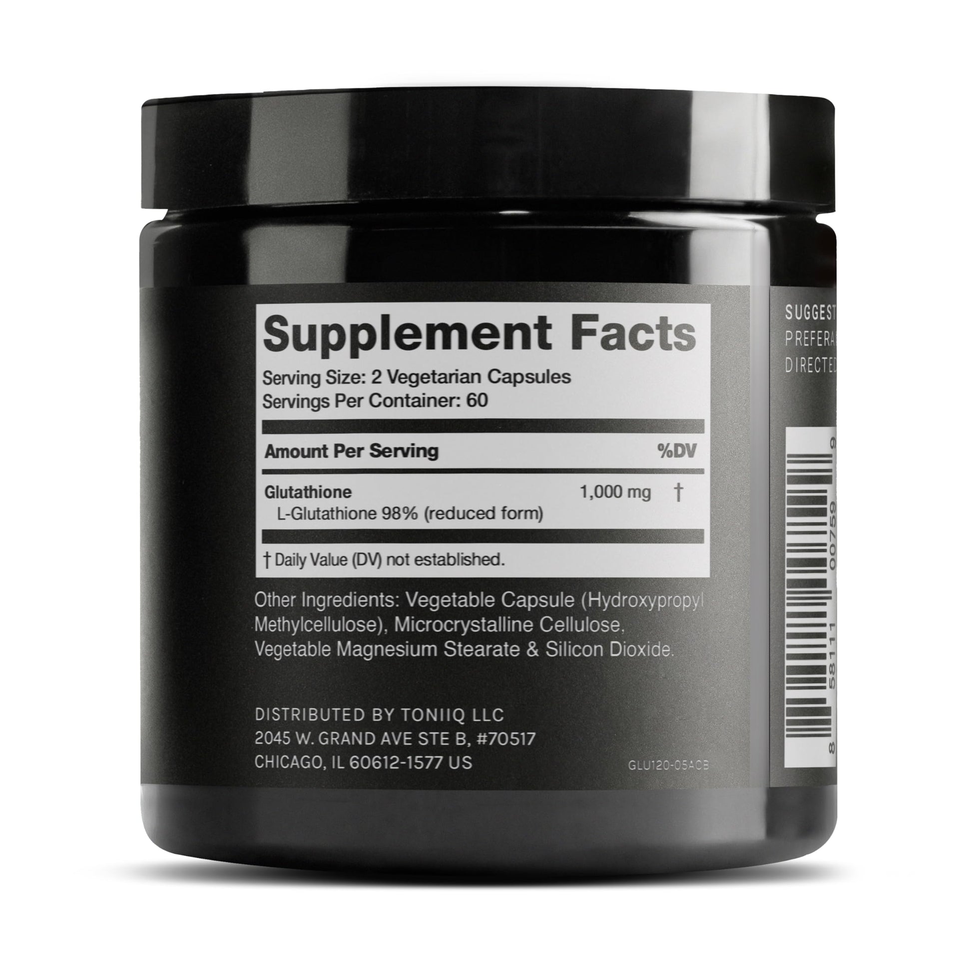 Toniiq Ultra High Strength Glutathione Capsules - 1000mg Concentrated Formula - 98%+ Highly Purified and Bioavailable - Non-GMO Fermentation - 120 Capsules Reduced Glutathione Supplement Toniiq uk supplements