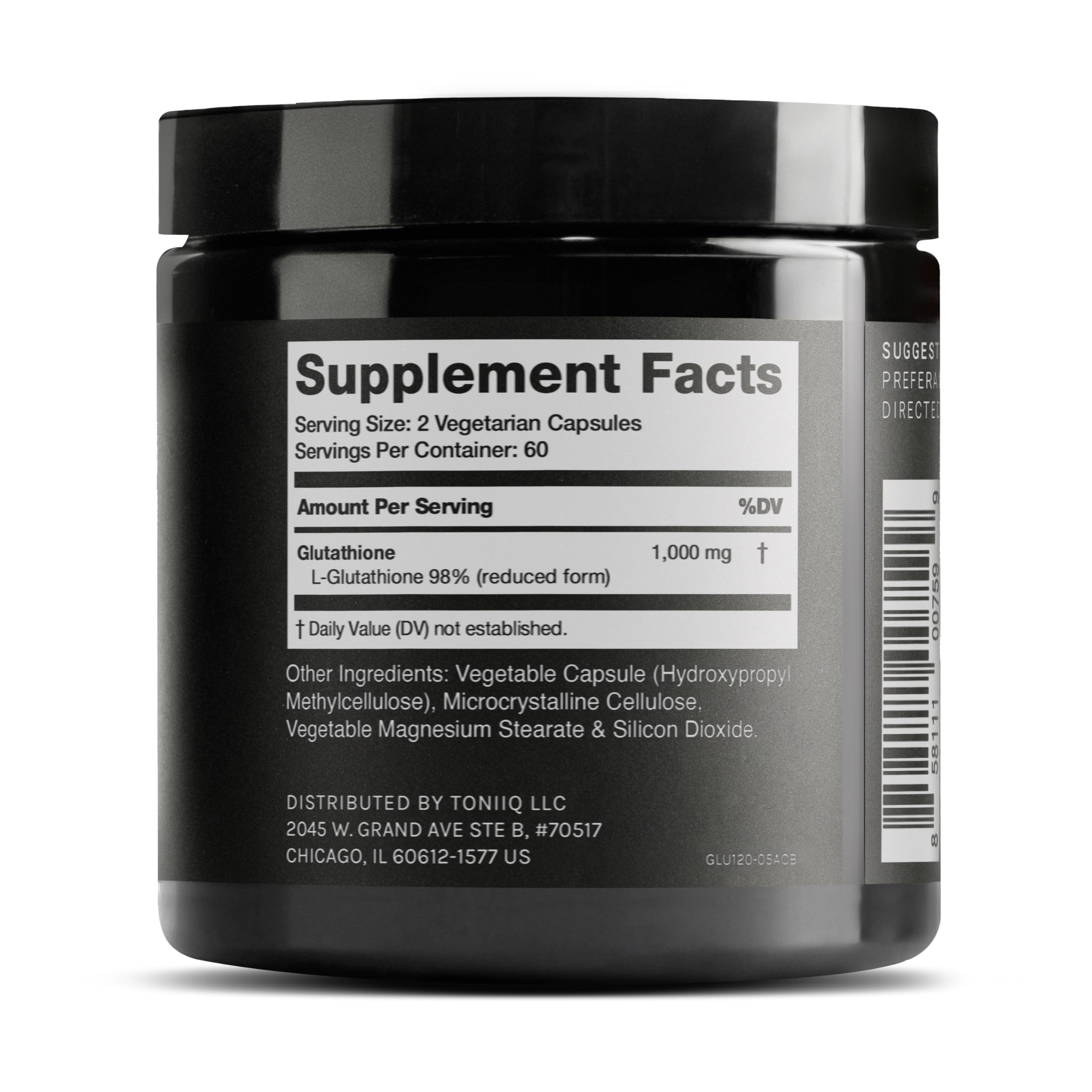 Toniiq Ultra High Strength Glutathione Capsules - 1000mg Concentrated Formula - 98%+ Highly Purified and Bioavailable - Non-GMO Fermentation - 120 Capsules Reduced Glutathione Supplement Toniiq uk supplements
