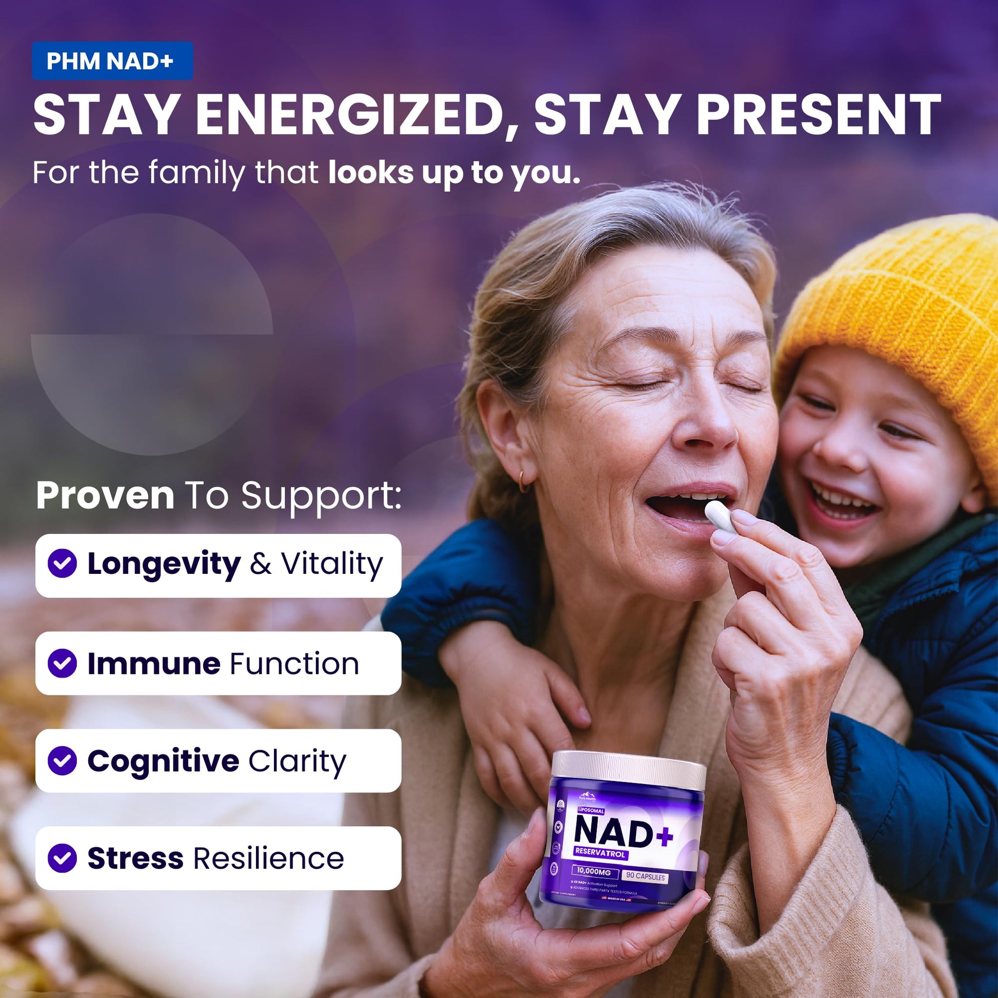 PURE HEALTH MAX PHM NAD Resveratrol Supplement - 10,000MG Extra Strength | NAD+ Liposomal Supplements for Men and Women | NMN & NMNH Alternative | 90 Capsules, 1.5 Months Supply PURE HEALTH MAX uk supplements