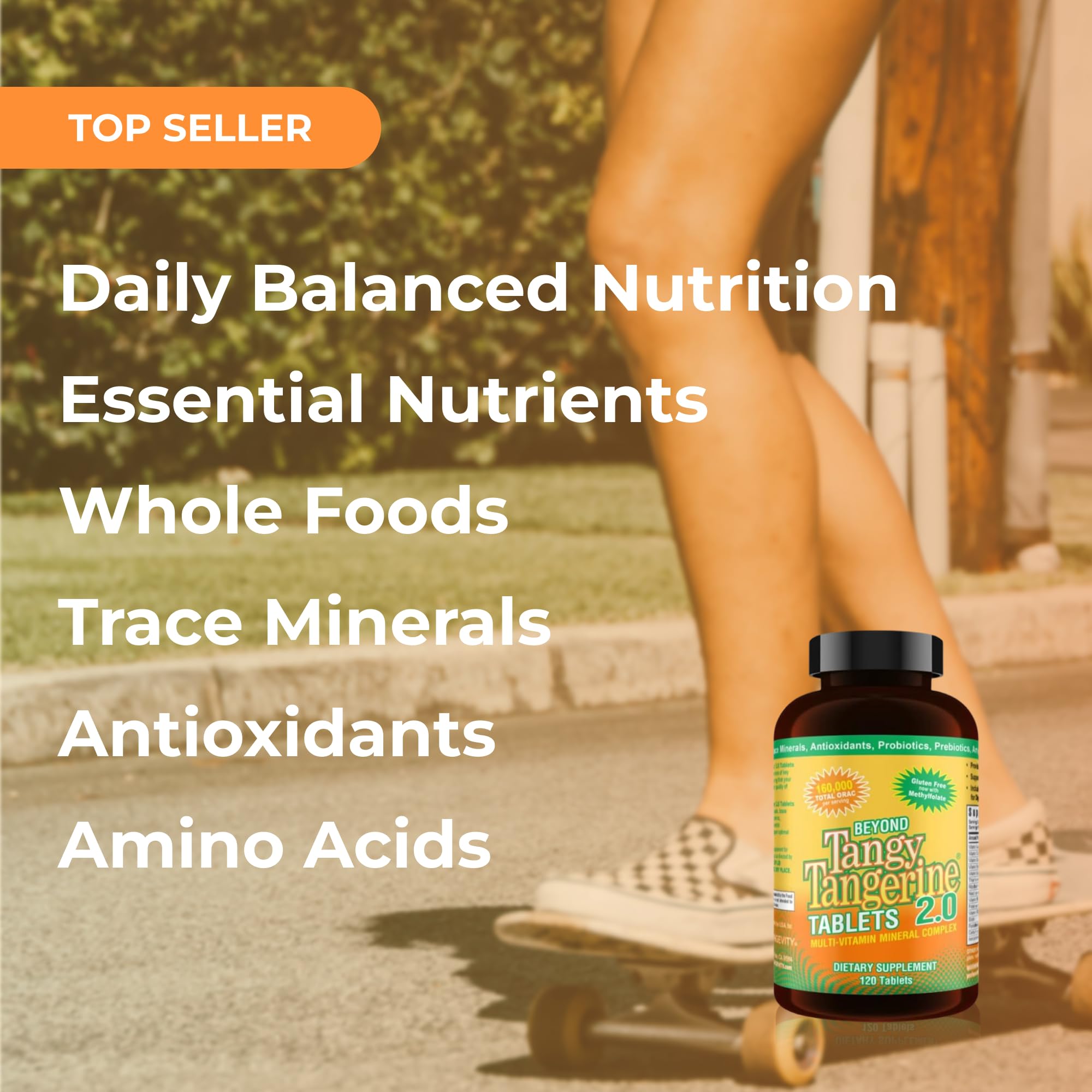 Youngevity Beyond Tangy Tangerine 2.0 Multi-Vitamin & Mineral Complex - Made with Natural & Whole Foods | 160,000 ORAC | 120 Tablets - 2-Pack Youngevity uk supplements