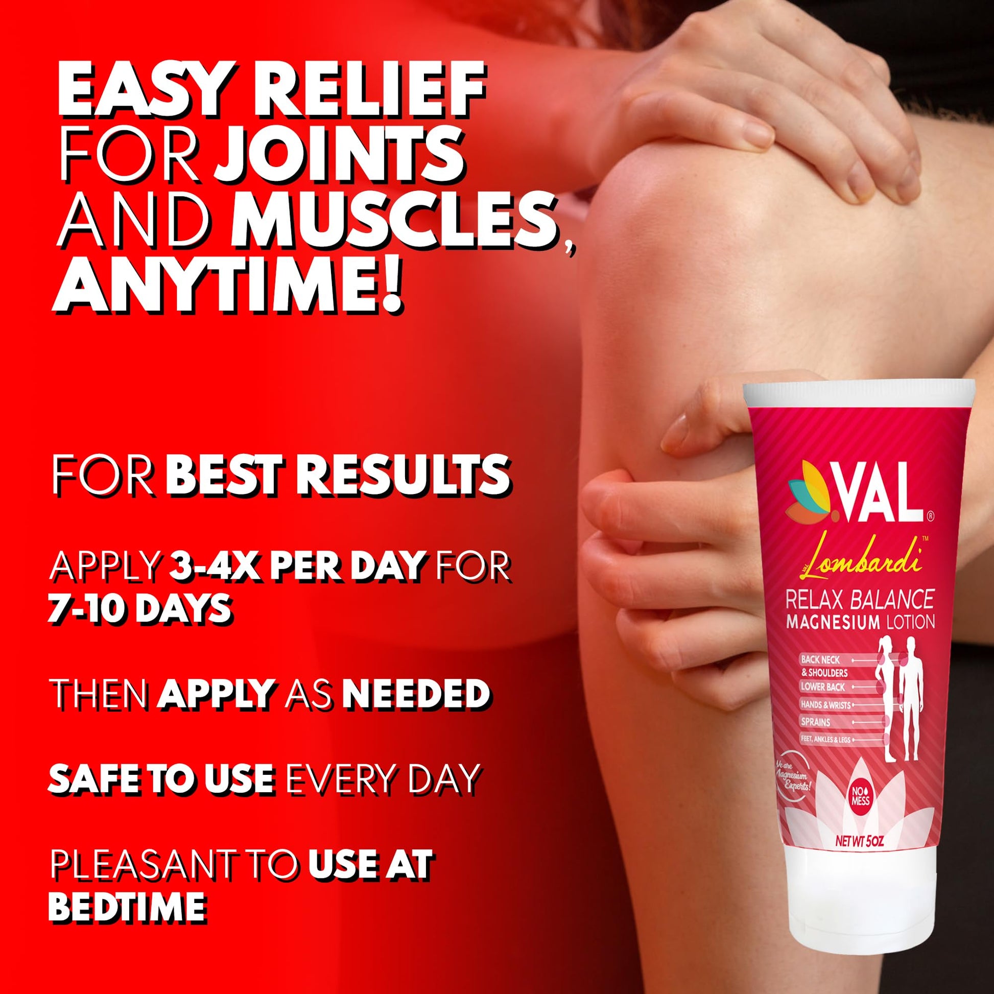 VAL Lombardi Relax Balance Magnesium Lotion | Arnica, Camphor & Menthol | Fast Relief for Joints, Muscles, Back, Shoulders, Feet | Non-Greasy | 5oz VAL uk supplements