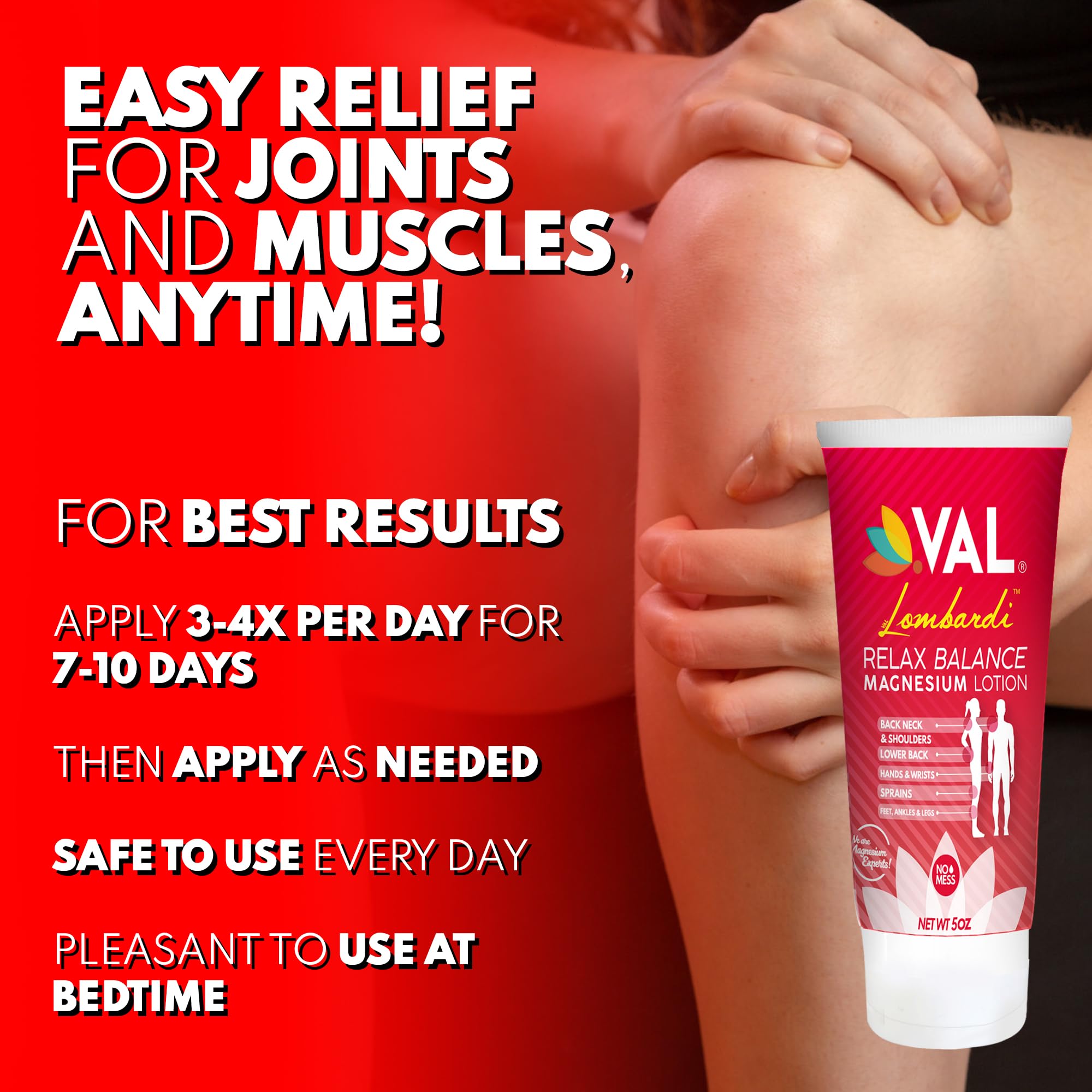 VAL Lombardi Relax Balance Magnesium Lotion | Arnica, Camphor & Menthol | Fast Relief for Joints, Muscles, Back, Shoulders, Feet | Non-Greasy | 5oz VAL uk supplements
