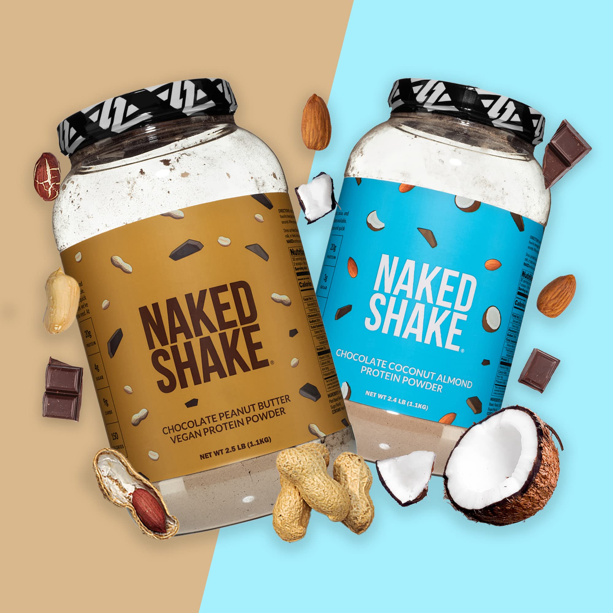 Naked Shake - Chocolate Peanut Butter Protein Powder - Vegan Protein Powder from US NAKED uk supplements