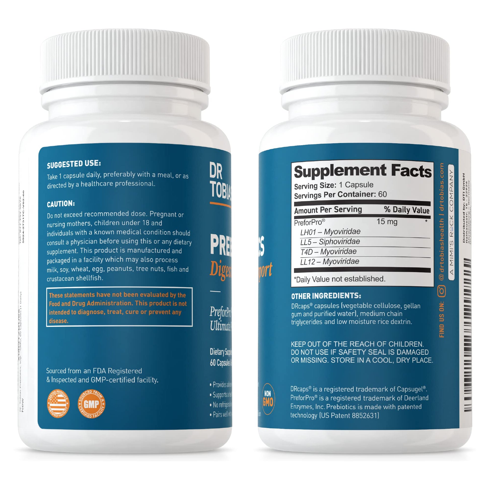 Dr. Tobias Prebiotics, Supports Digestion & Gut Health, Feed Good Probiotic Bacteria Dr. Tobias uk supplements
