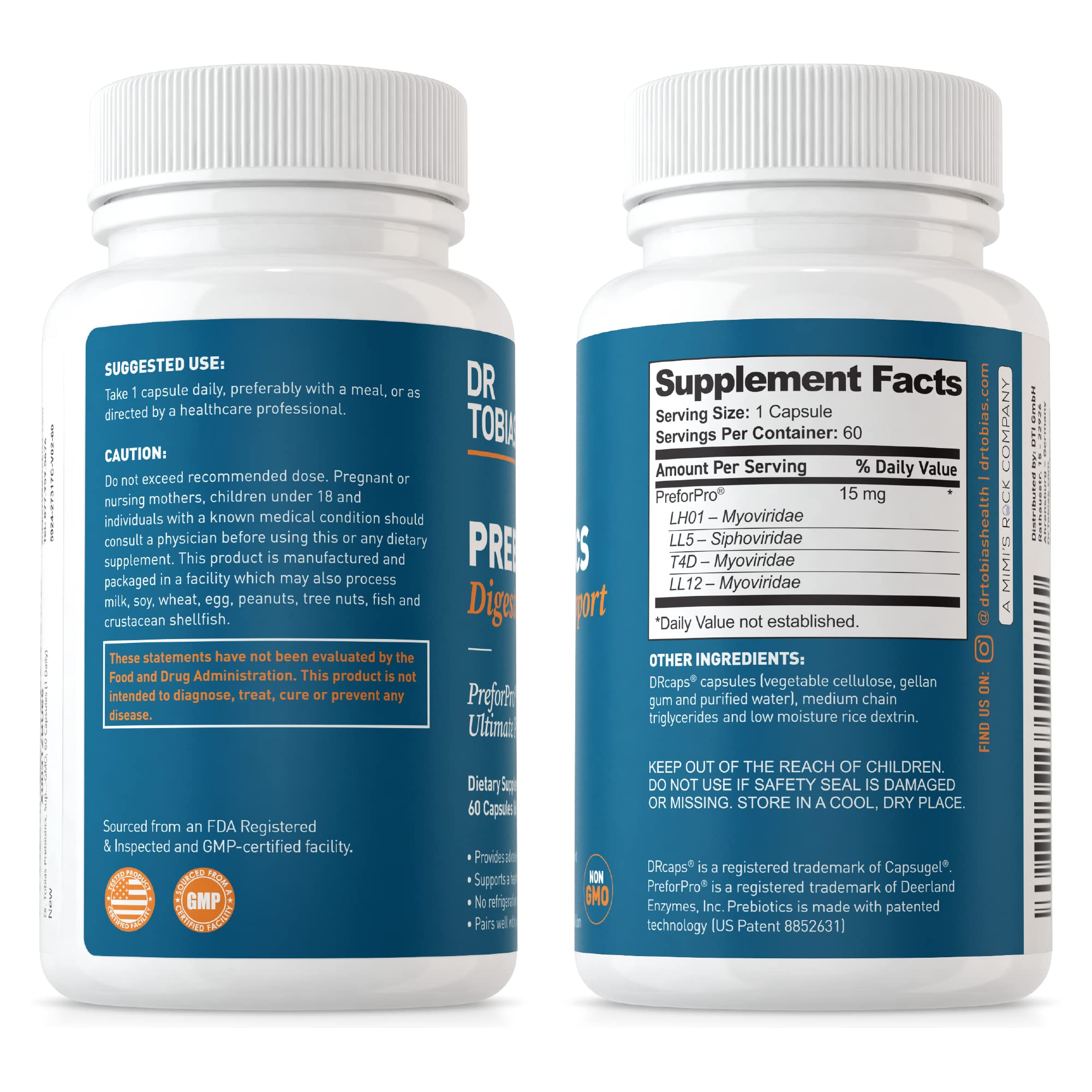 Dr. Tobias Prebiotics, Supports Digestion & Gut Health, Feed Good Probiotic Bacteria Dr. Tobias uk supplements