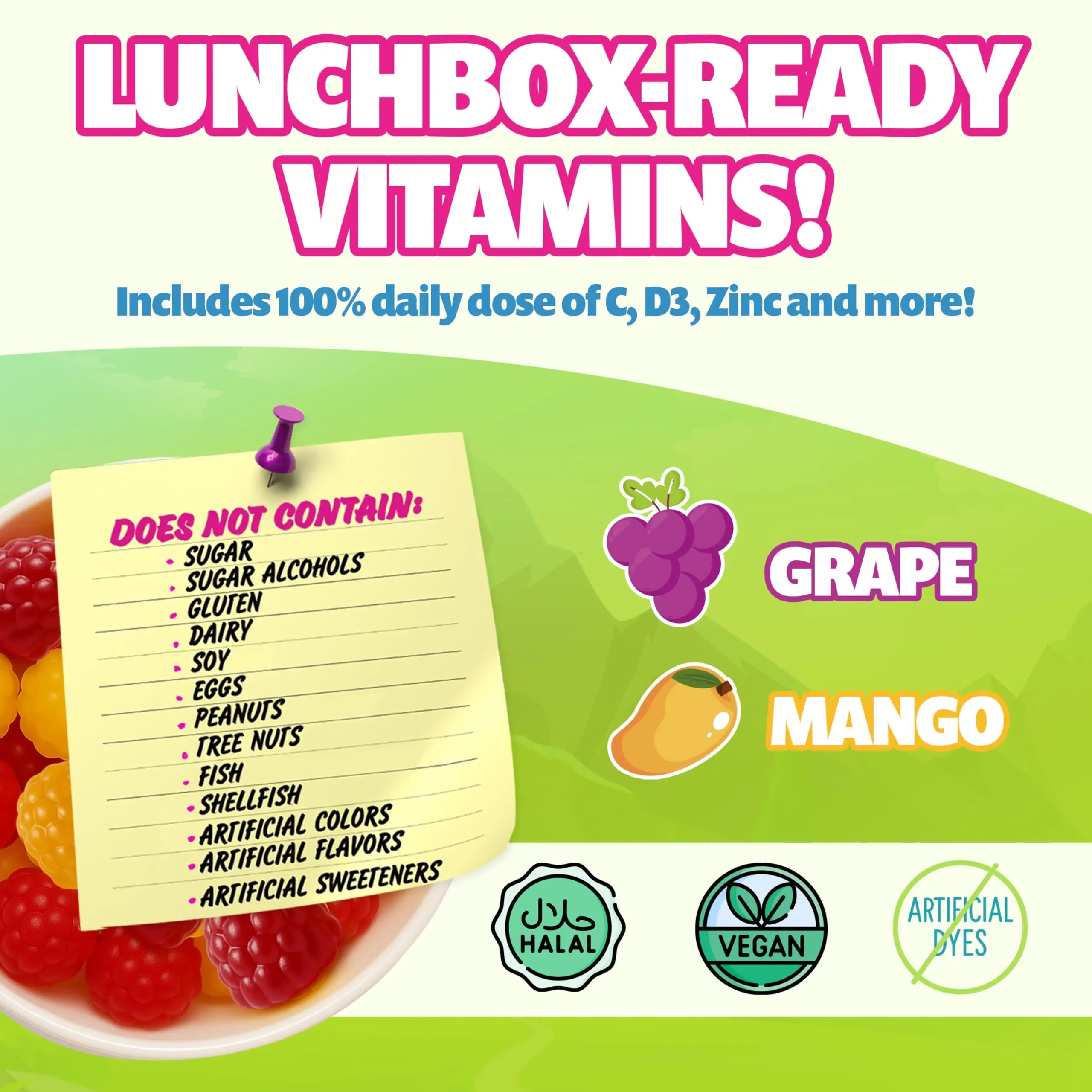 Kids Daily Multivitamin - Healthy Snacks For Kids – No Sugar, No Dyes, Monk Fruit Sweetened, Vegan, Gluten-Free- 100% Daily Value of Vitamins C, D3, Zinc Jelly.Boo uk supplements