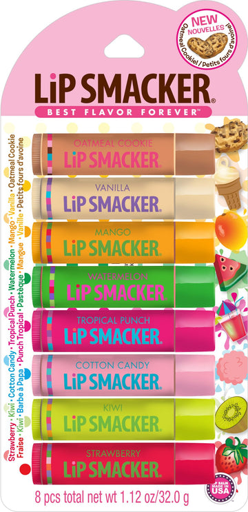 Lip Smacker Original & Best Holiday Flavored Lip Balm Party Pack, Oatmeal Cookie, Vanilla, Mango, Watermelon, Tropical Punch, Cotton Candy, Kiwi, Strawberry, Clear Lip Smacker uk supplements