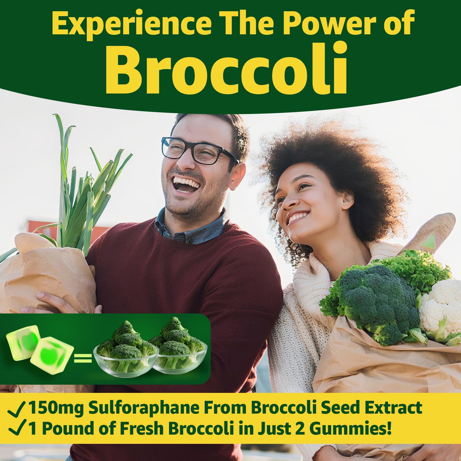 Liposomal Sulforaphane Supplement 150mg, from Broccoli Seed Extract w/Myrosinase, Quercetin, Glutathione, Sulforaphane Supplement Gummies for Antioxidants Detox Cellular Brain Health, Chewable 60Cts LILICARE uk supplements