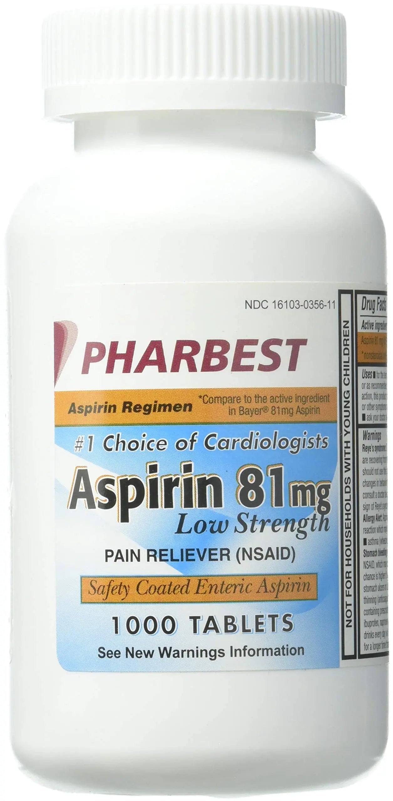 PHARBEST Aspirin 81mg - 1000 Tablets PHARBEST uk supplements