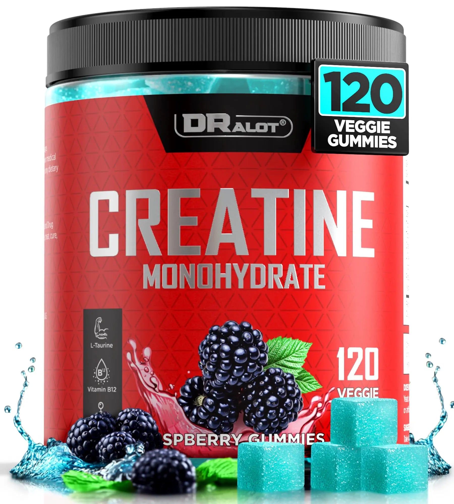 Dralot 99.99% Creatine Monohydrate Gummies More 15% Strength, 5X Energy & Muscle Support Pre-Workout Complex Creatine for Women & Men with 5000mg Creatine Dralot Nutrition uk supplements