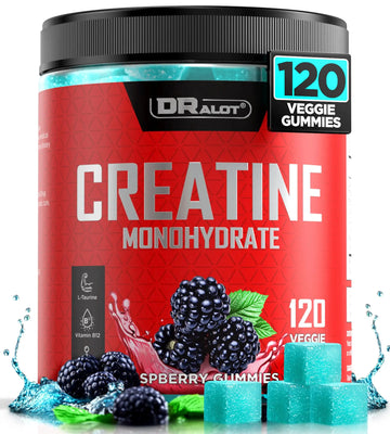 Dralot 99.99% Creatine Monohydrate Gummies More 15% Strength, 5X Energy & Muscle Support Pre-Workout Complex Creatine for Women & Men with 5000mg Creatine Dralot Nutrition uk supplements