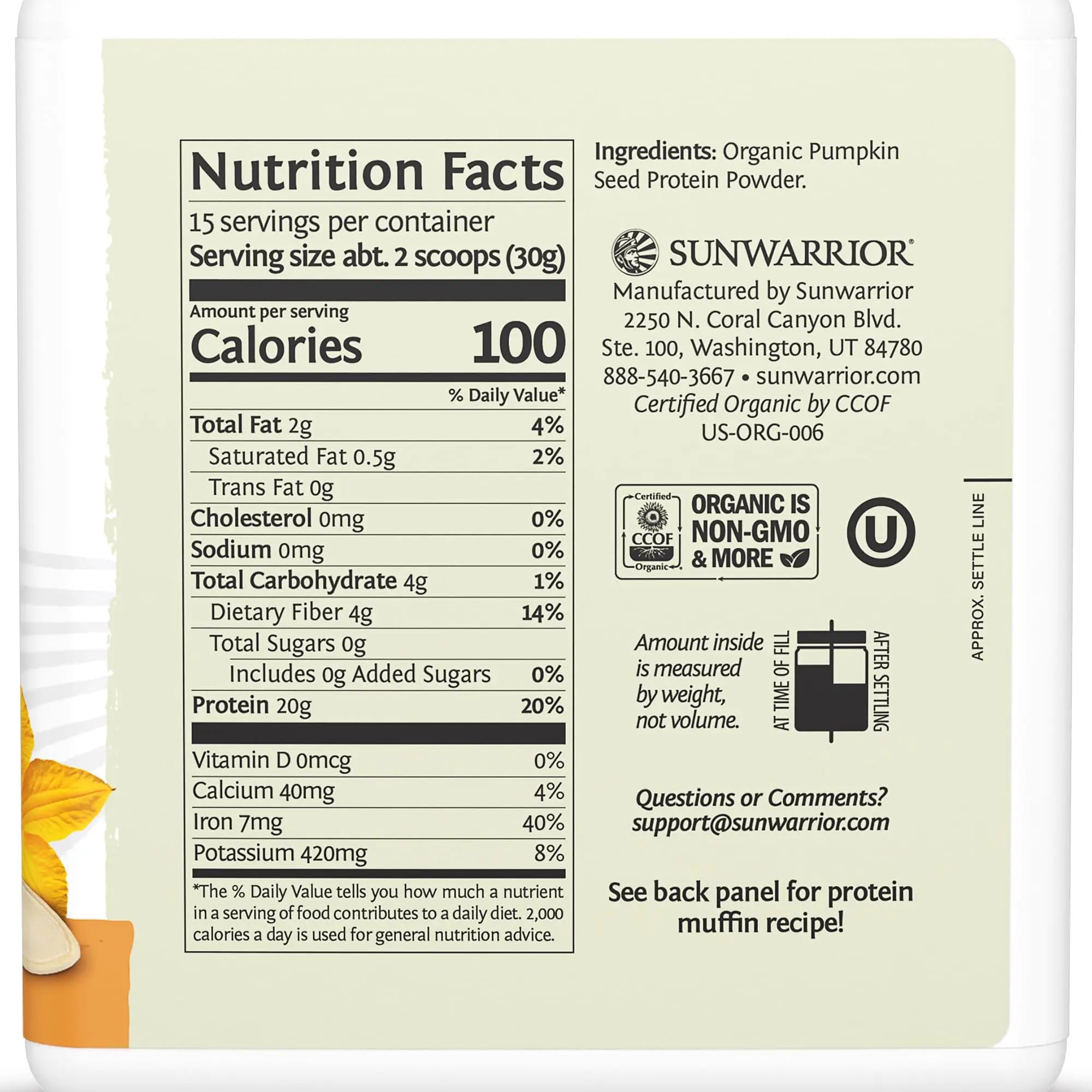 Organic Pumpkin Seed Protein Powder Cold Pressed, Simple Single-Ingredient Superfood Plant-Based, Easy to Digest All 9 Essential Amino Acids Mild Flavor for Smoothies Sunwarrior uk supplements