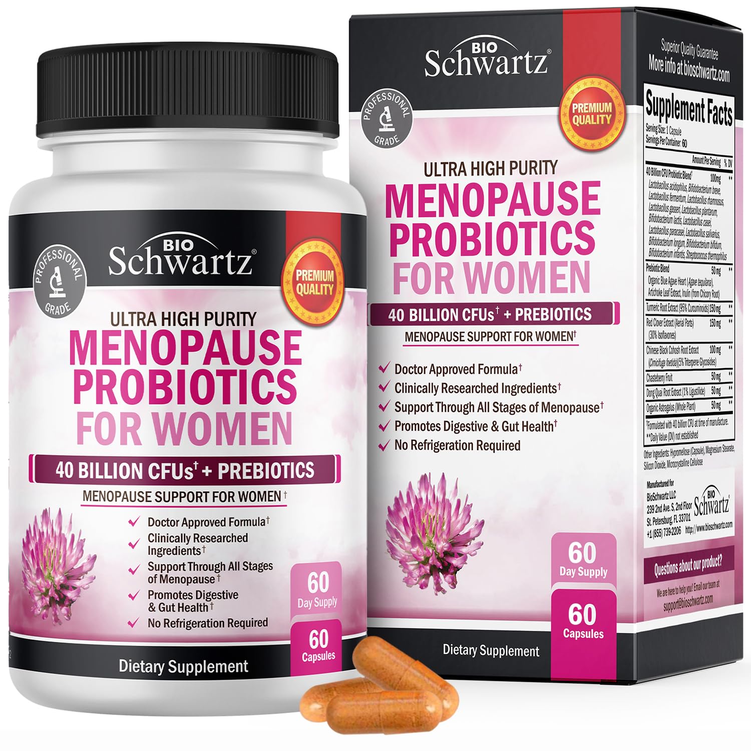 Menopause Support Probiotics for Women - Unique Menopause Relief for Hot Flashes BioSchwartz uk supplements