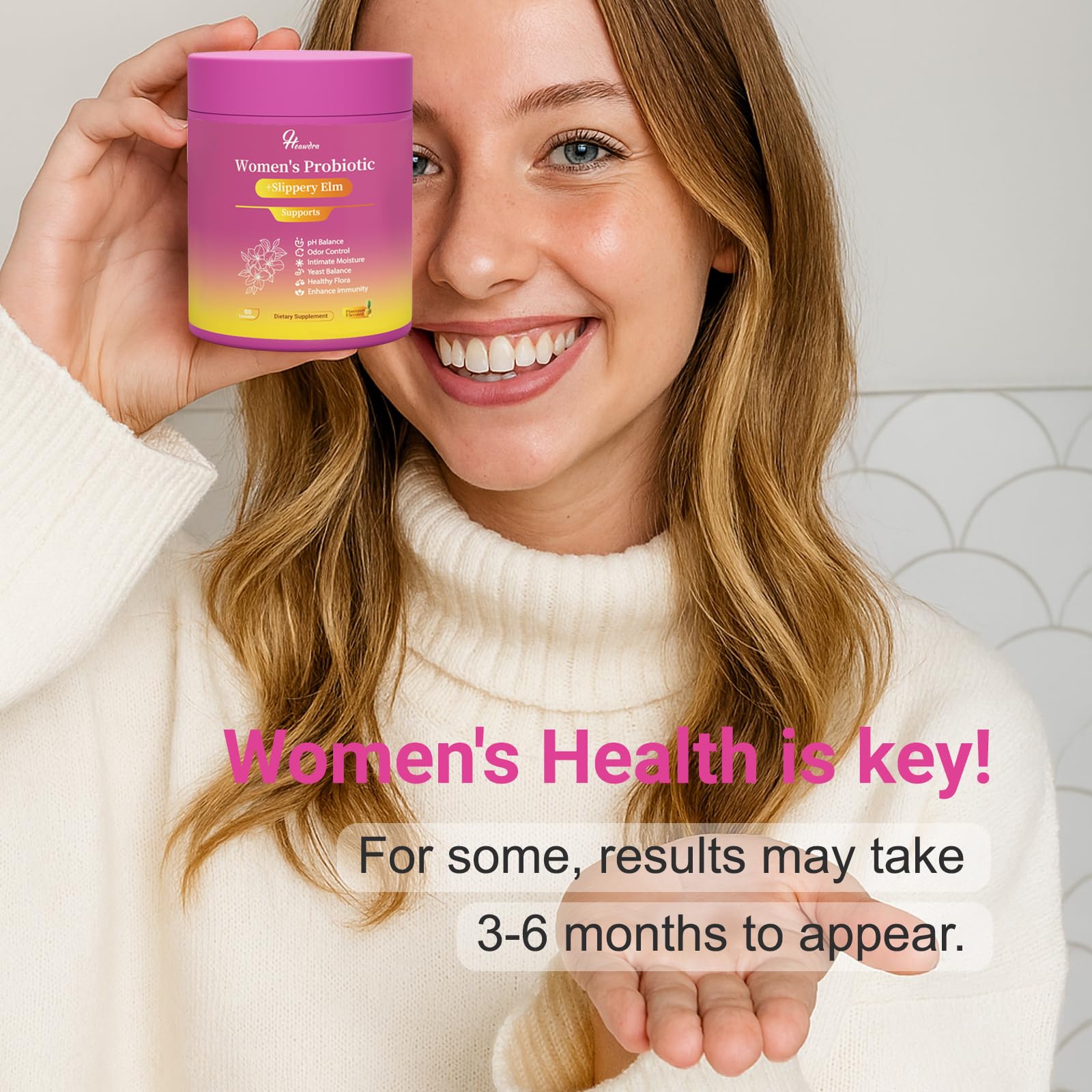 Her Juicy Women's Probiotic Gummies: Supports Women’s Wellness & pH Balance, Clean Vegan, Pineapple Flavor, Prebiotics & Lactobacillus Blend, with Slippery Elm, Gut Health & Immune Defense, 60 Gummies Heawdra uk supplements