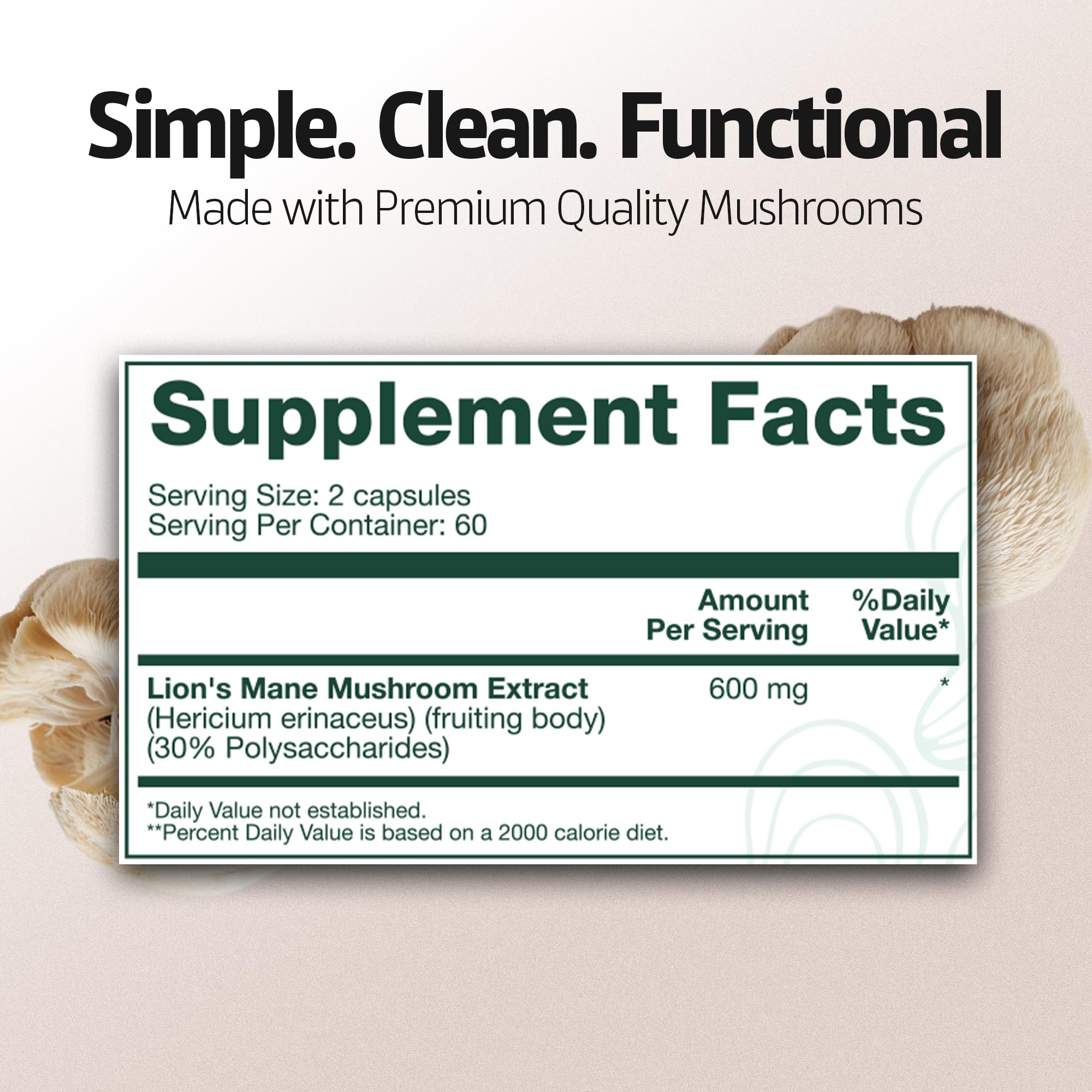Energized Lions Mane Supplement Capsules (120ct),Brain Supplements for Memory and Focus, Nootropic for Brain Fog Relief Made in USA,30% Polysaccharides,Natural Brain Health Support Elevia Wellness uk supplements