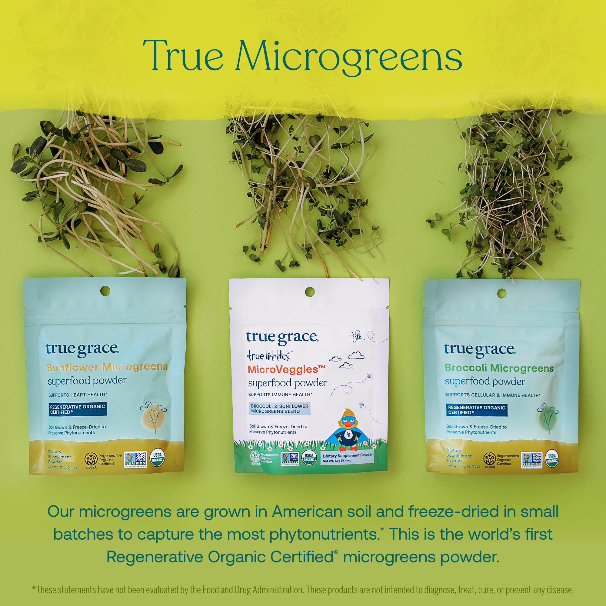 True Grace True Littles MicroVeggies - 0.4 oz - Kids Daily Superfood Powder for Immune Health - Gluten & Soy Free, Vegan, Regenerative Organic Certified - 30 Servings True Grace uk supplements
