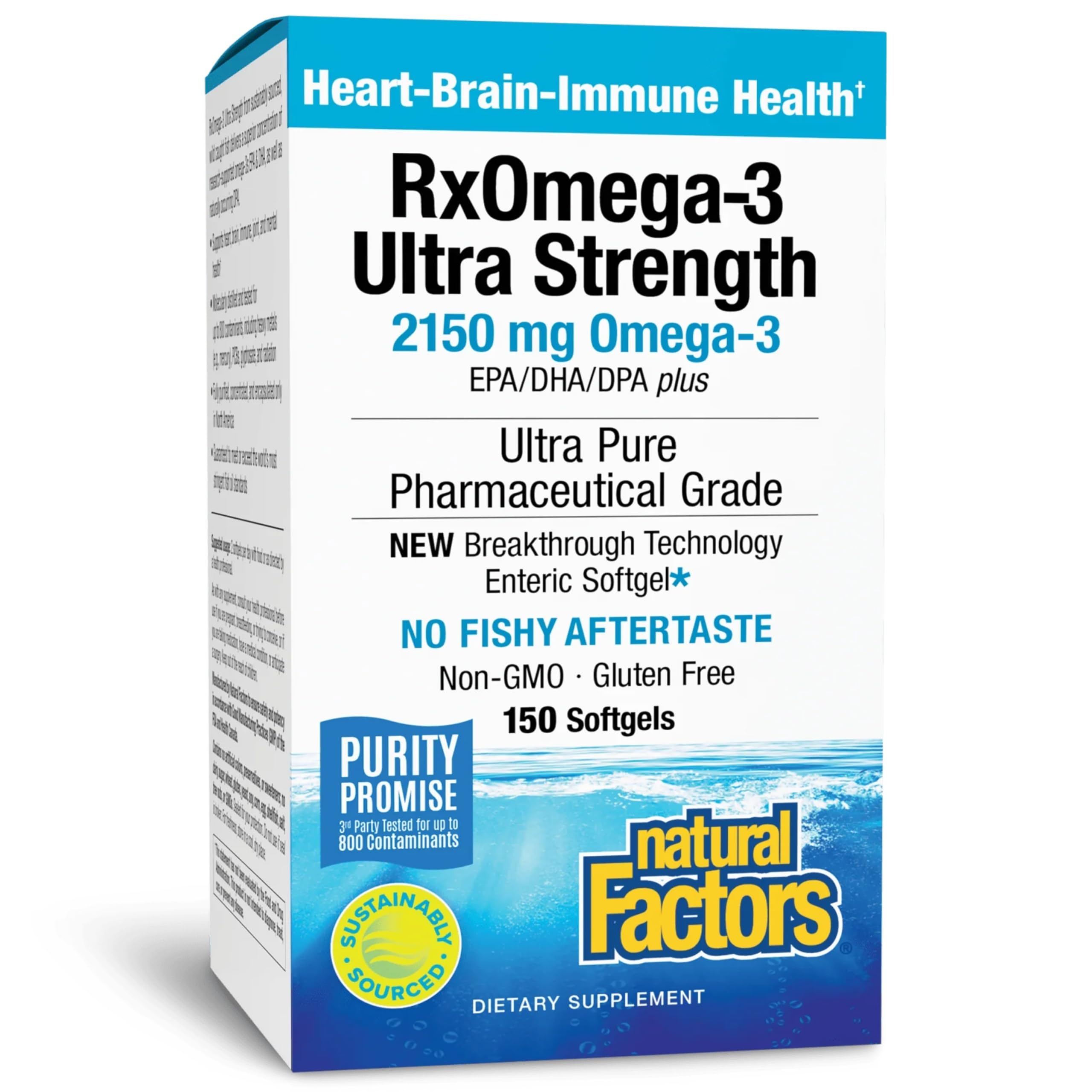 Natural Factors RxOmega-3 Ultra Strength - Brain & Heart Health Support - Eye Health Supplement with EPA & DHA - Supplement with Omega-3 Fatty Acids - 150 Softgels (75 Servings) Natural Factors uk supplements