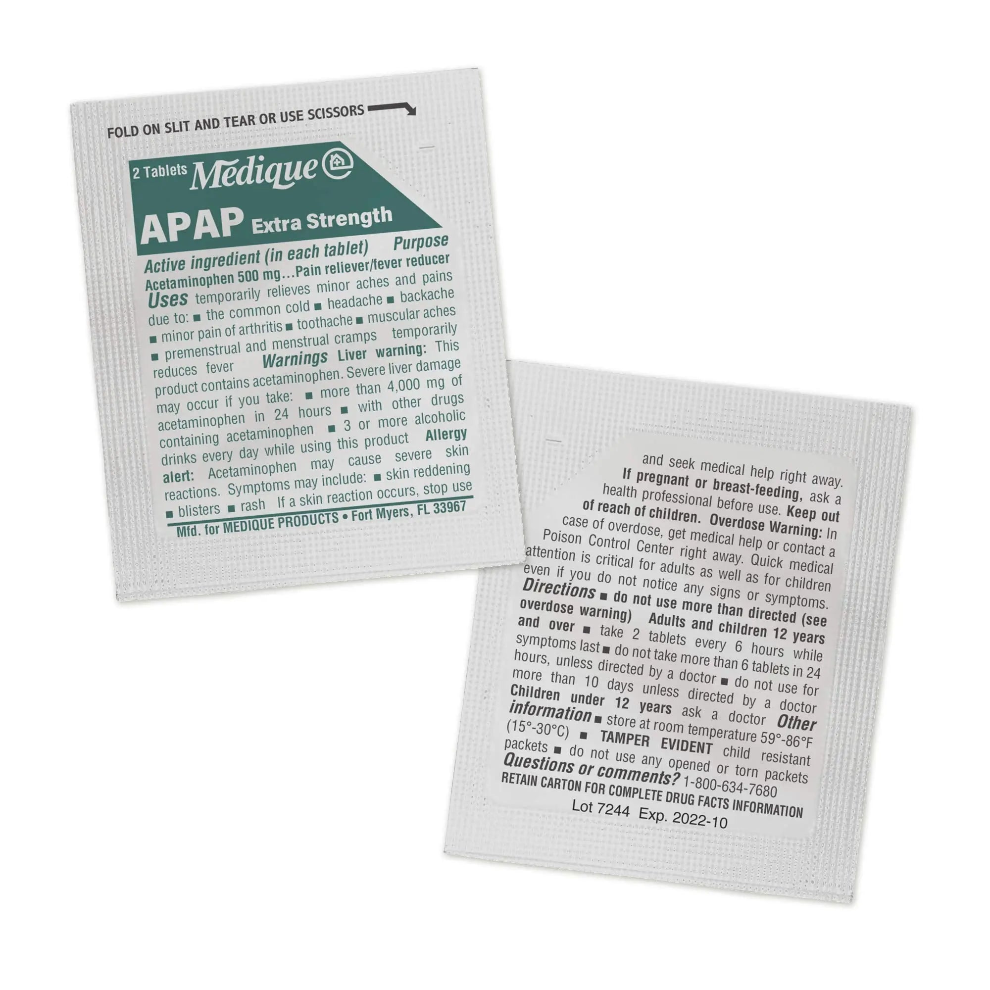 Medique @ Home 70433 Extra Strength APAP Tablets, Non-Aspirin, 50 Packets (2 Tablets per Packet) Total-100 Count Medique uk supplements