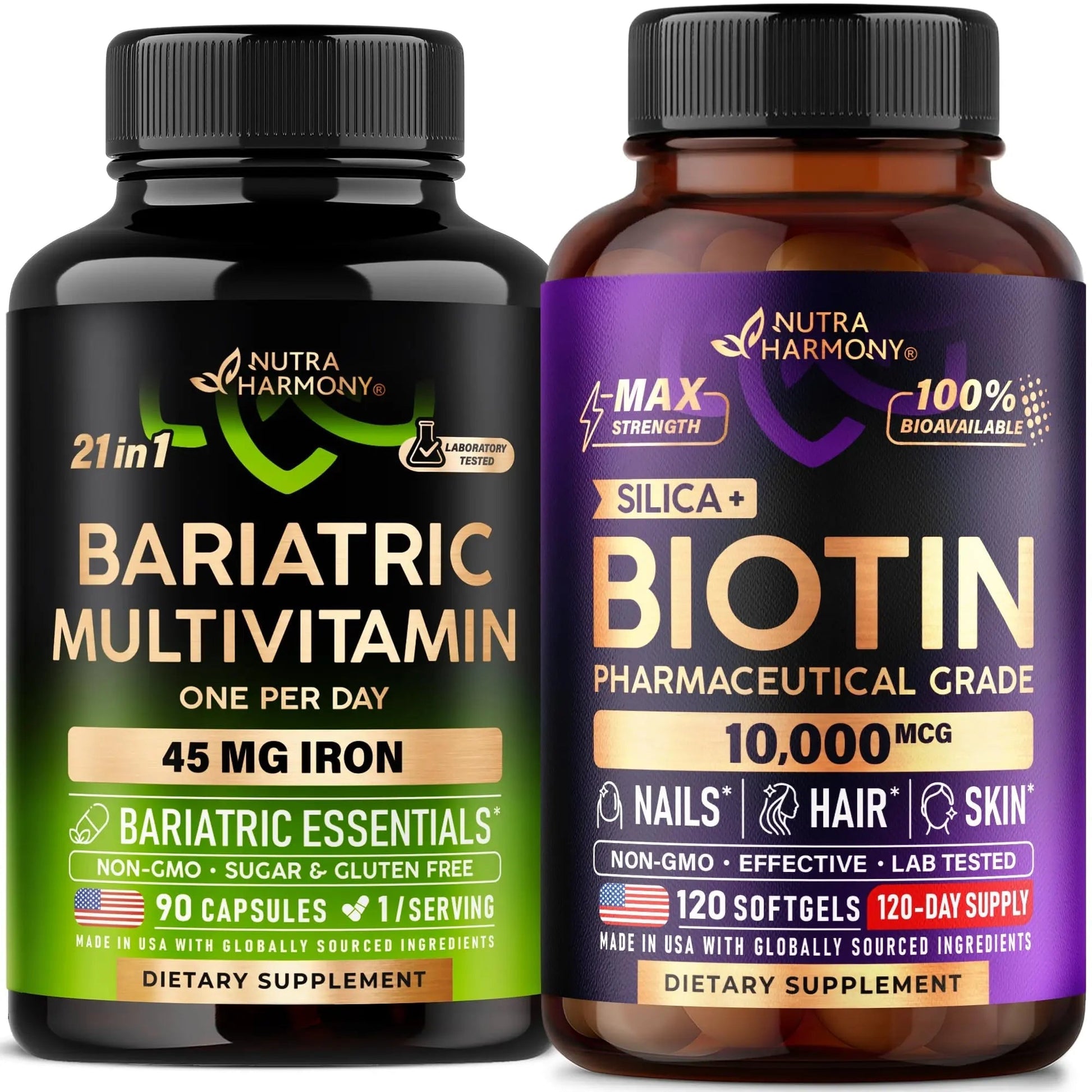 Bariatric Multivitamin Capsules & Biotin with Silicon Softgels NUTRAHARMONY uk supplements