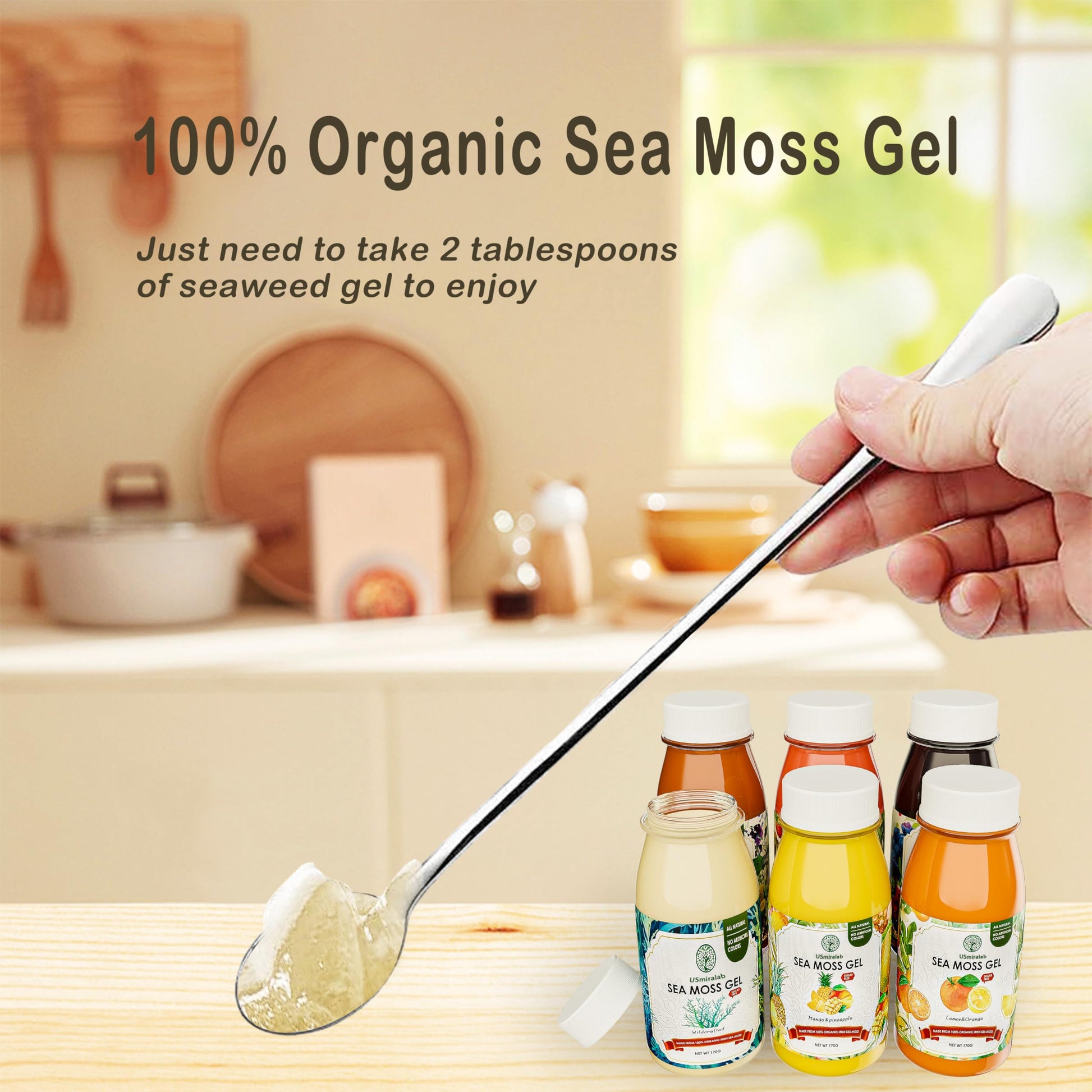 USMIRALAB Wildcrafted Sea Moss Gel for Purists： 6-Flavor Ritual Set (36oz) with Antioxidant Ocean Minerals | Pure Superfood Base Vegan USMIRALAB uk supplements