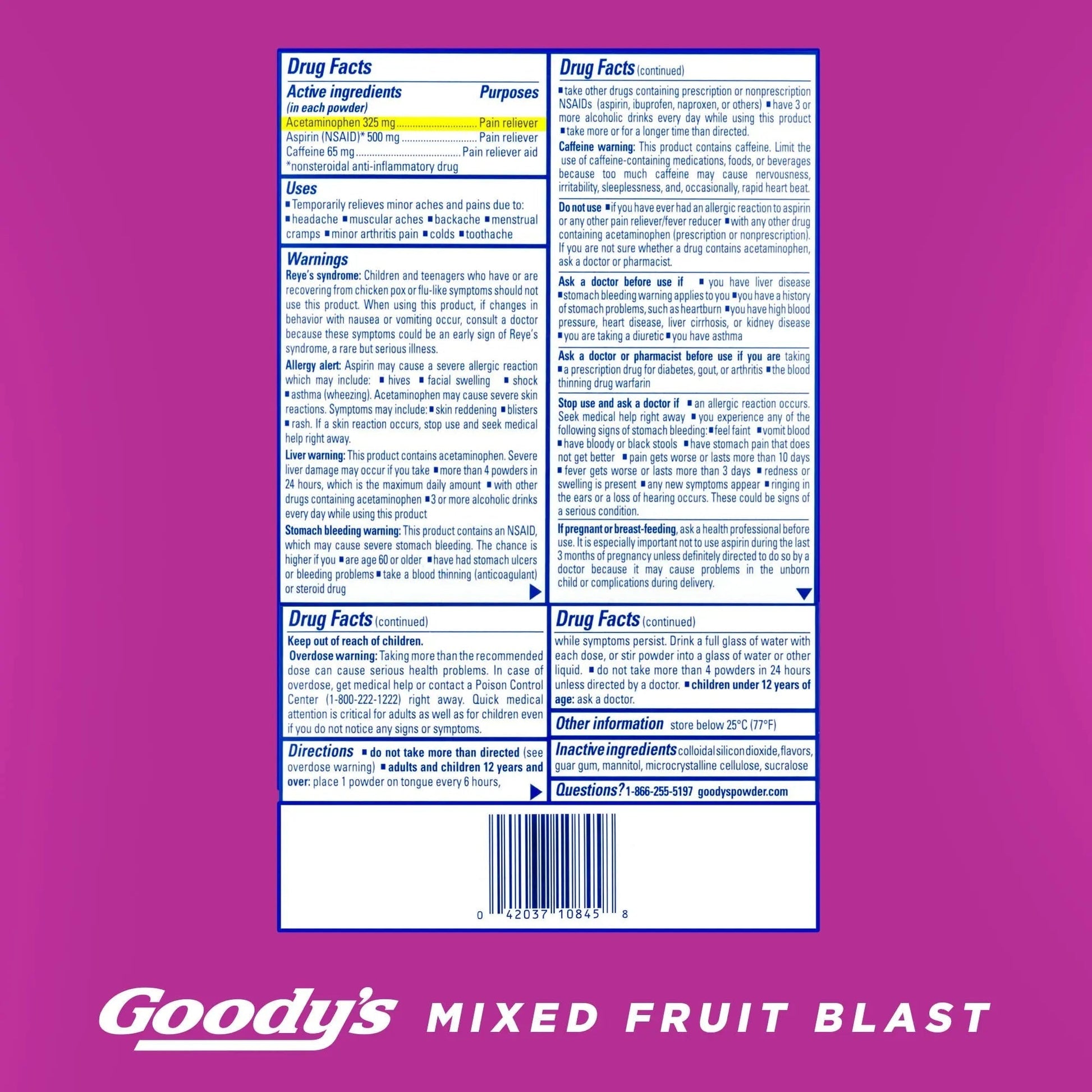 Goody's Pain Relief Powders, Extra Strength Headache Powder Mixed Fruit Blast, 24 ct (Pack of 1) Goody's uk supplements