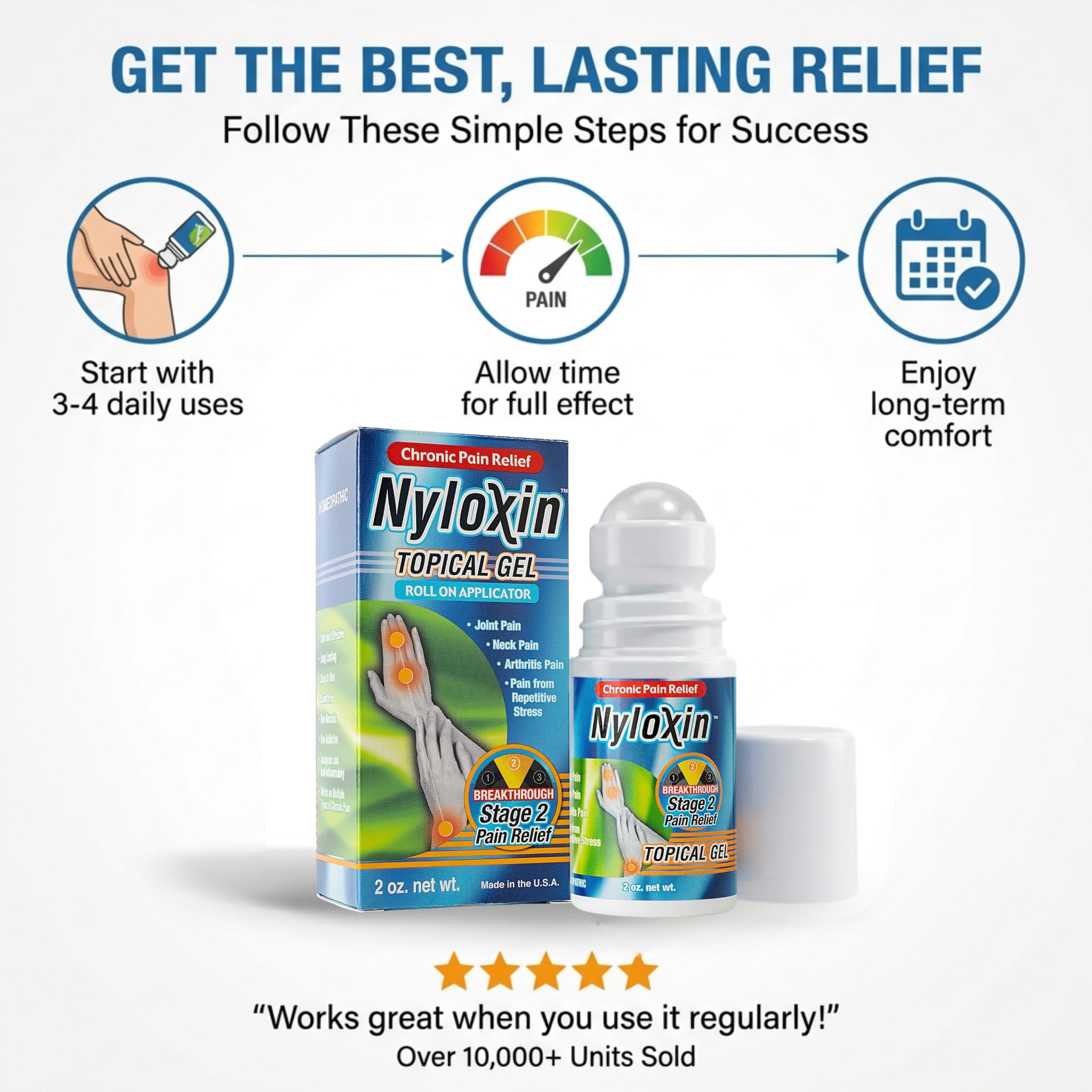 Nyloxin Roll-On Arthritis Pain Relief Gel, Back Pain Relief, Neuropathy Pain Relief, Nerve Pain Relief, Knee Pain Relief, Foot Pain Relief, Muscle Pain Relief, Shoulder Pain, Joint Pain (2 oz) Nyloxin uk supplements