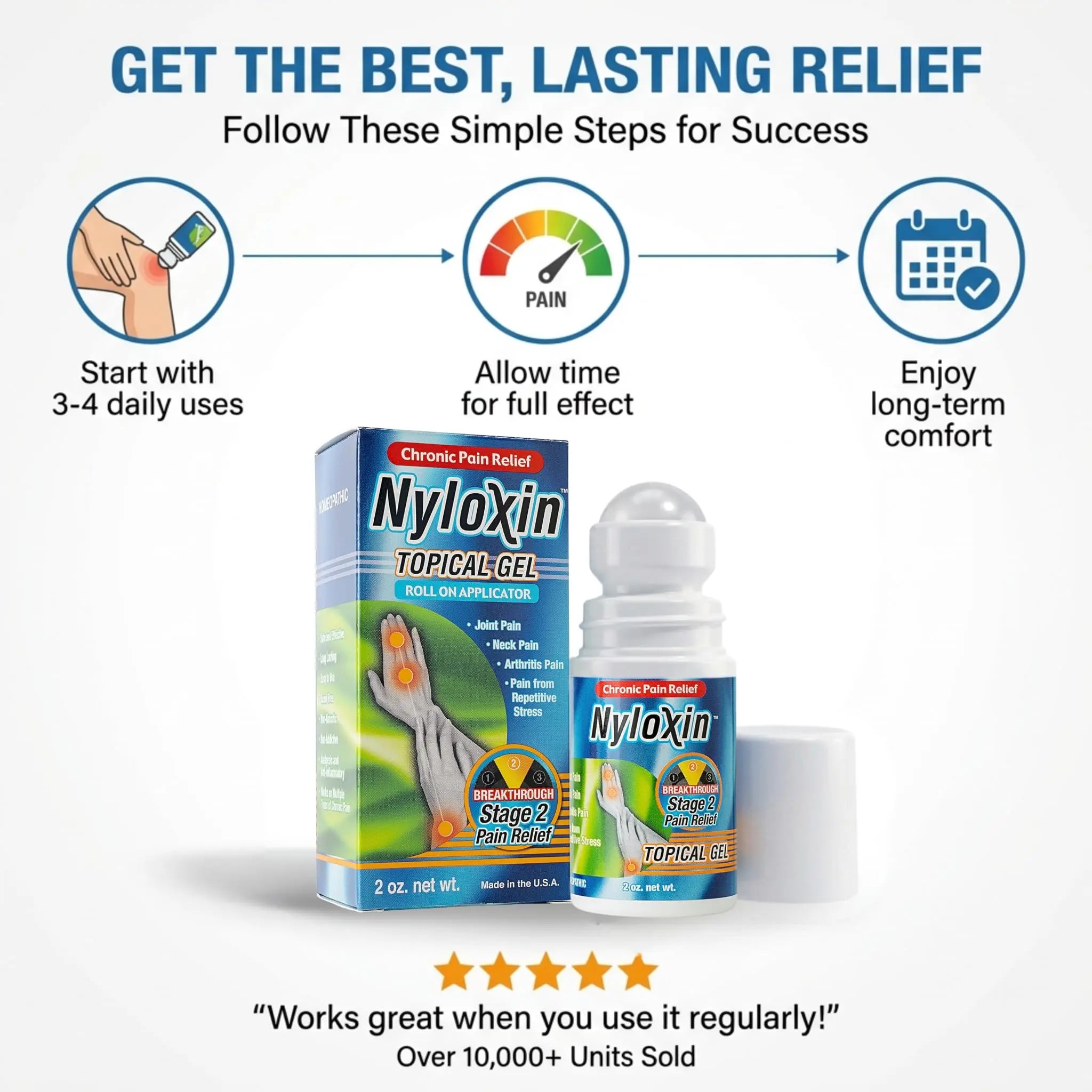 Nyloxin Extra Strength Roll-On Arthritis Pain Relief Gel, Back Pain Relief, Neuropathy Pain Relief, Nerve Pain Relief, Knee Pain Relief, Foot Pain Relief, Muscle Pain Relief, Joint Pain (2 oz) Nyloxin uk supplements