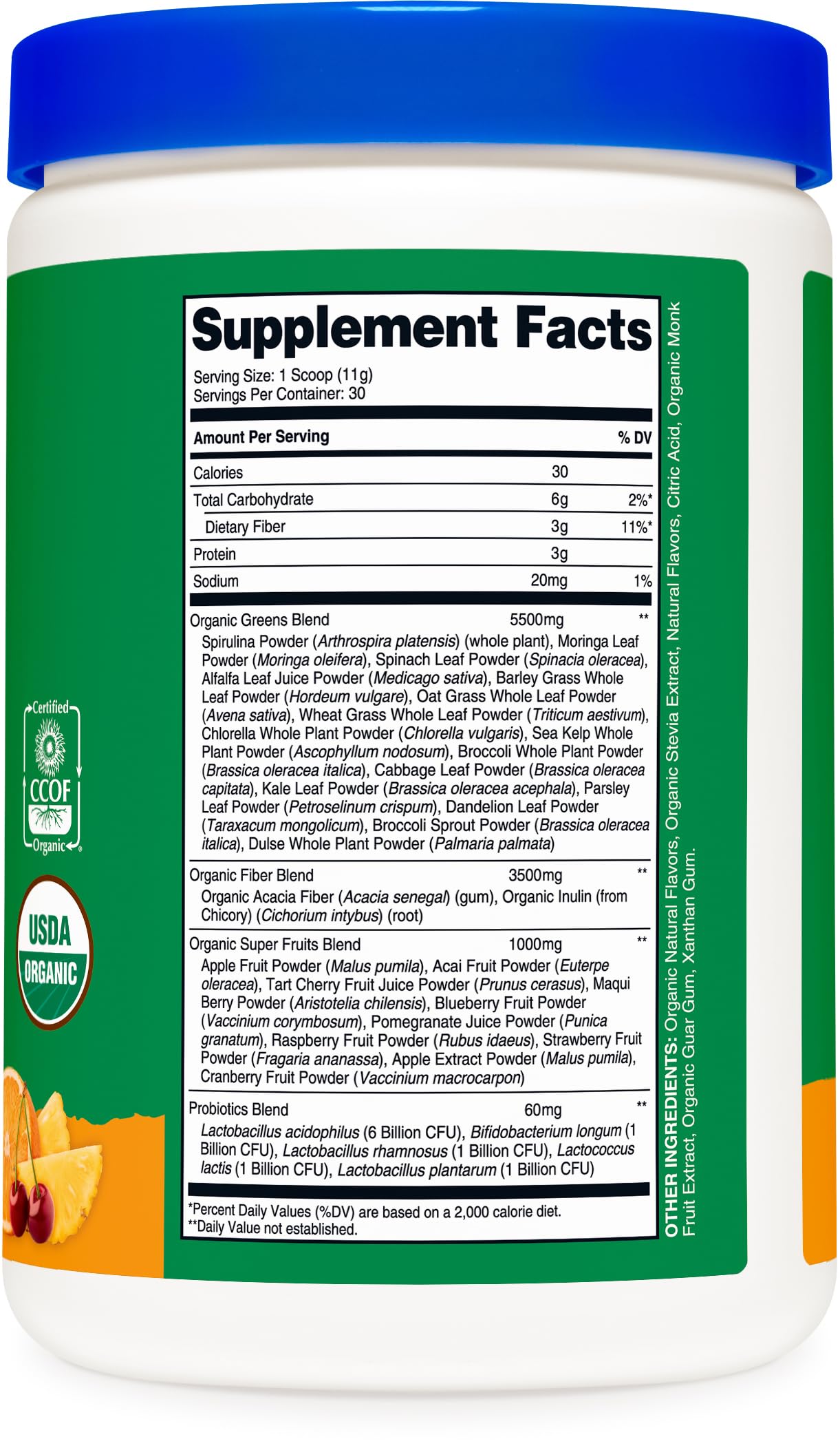 Nutricost Organic Super Greens Powder (30 Servings) Orange Sunrise Flavor - Superfood Supplement Drink Mix Nutricost uk supplements