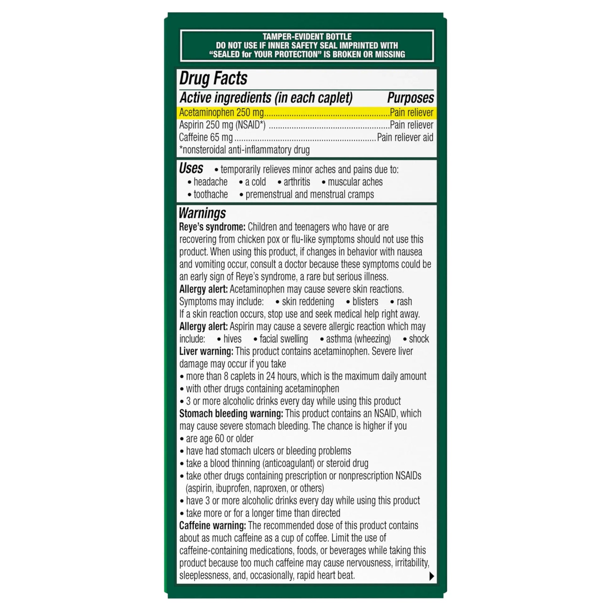 Excedrin Extra Strength Pain Relief Caplets – Headache Relief – 100 Count Excedrin uk supplements