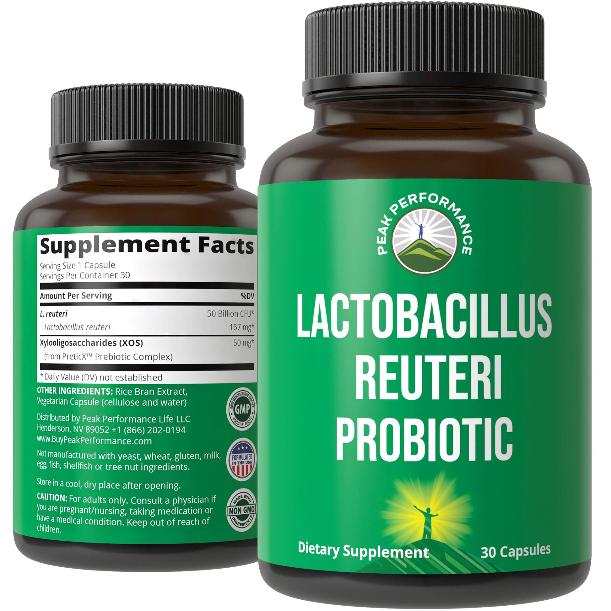 Lactobacillus Reuteri 50 Billion CFU Probiotics with Clinically Studied PreticX® XOS Prebiotic. L Reuteri Probiotic Capsules Supplement for Gut Health and Digestive Support. for Both Women & Men Peak Performance uk supplements