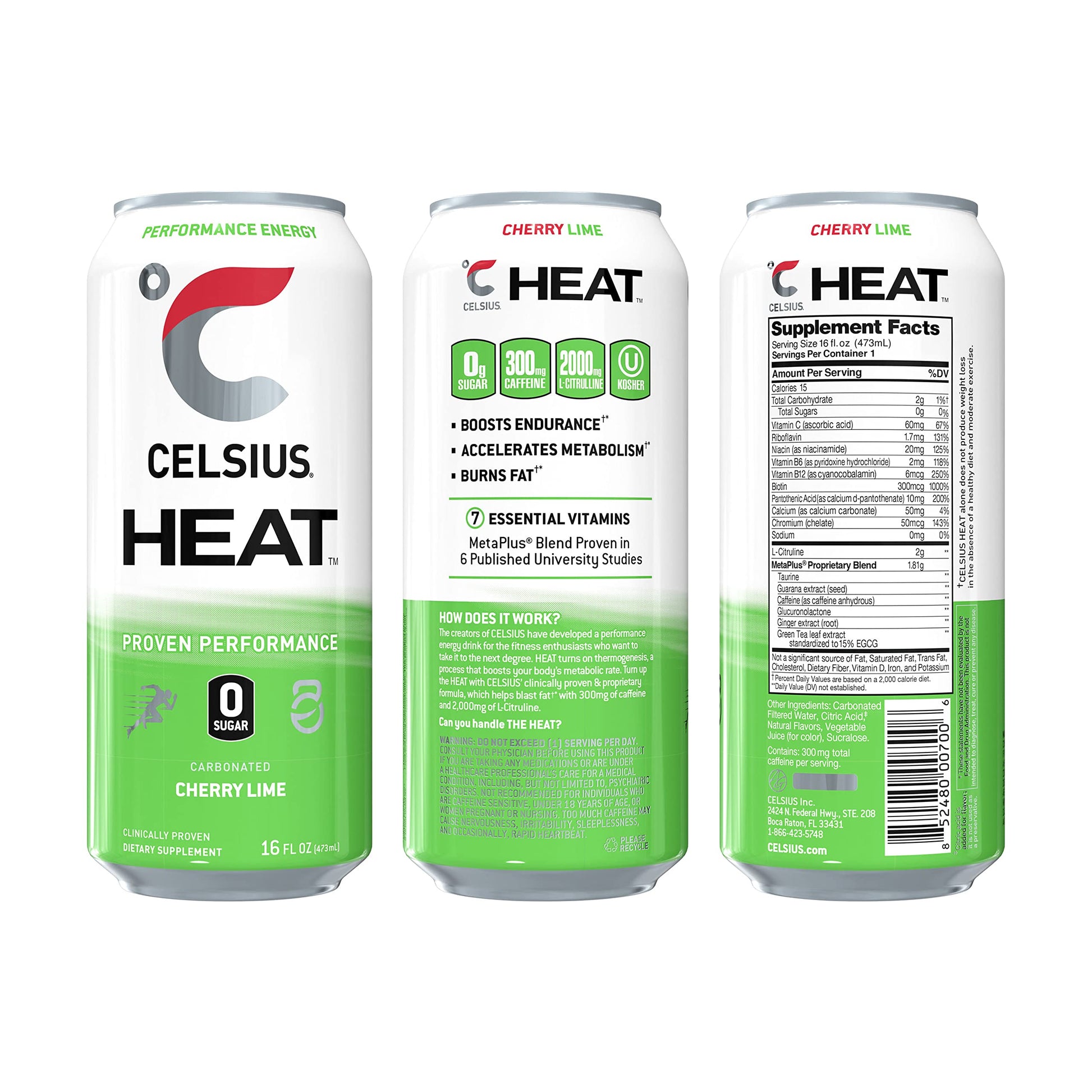 CELSIUS HEAT Performance Energy Drink, Cherry Lime, 16 Fl Oz (Pack of 12) CELSIUS uk supplements