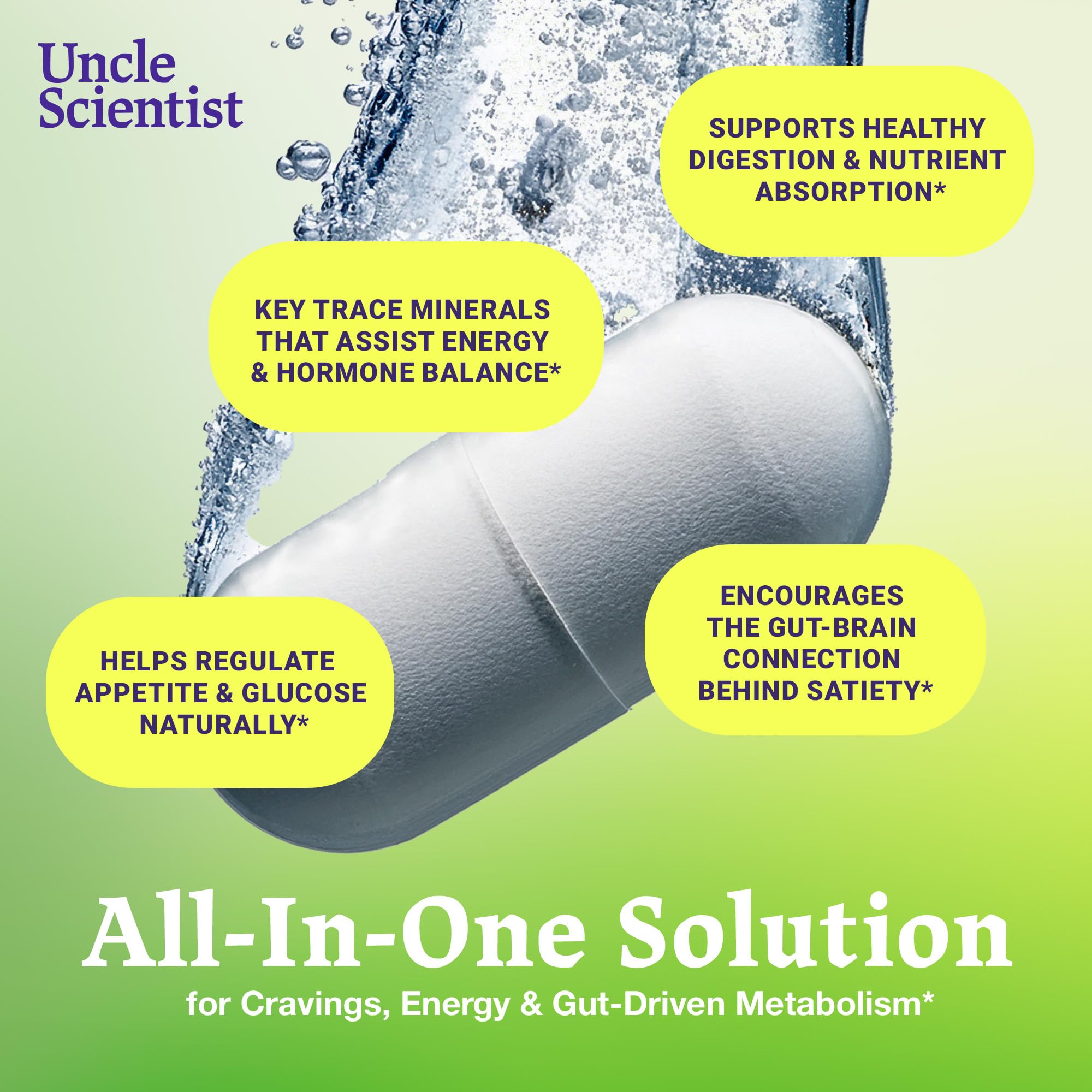 Uncle Scientist GLP-1 Probiotic Dietary Supplement, Supports Healthy Appetite and Metabolic Function - Chromium, Green Tea, Cinnamon, Probiotics & Herbal Blend, 60 Capsules (30-Day Supply) Uncle Scientist uk supplements
