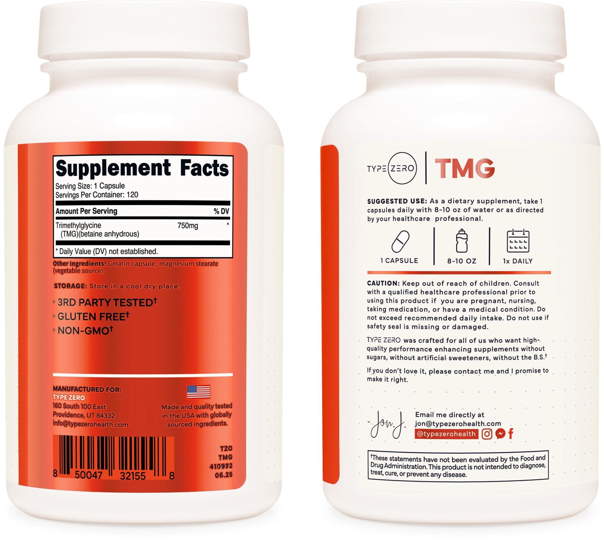 Type Zero Clean TMG Trimethylglycine Capsules (120 Servings) - Non GMO, Gluten Free Type Zero uk supplements