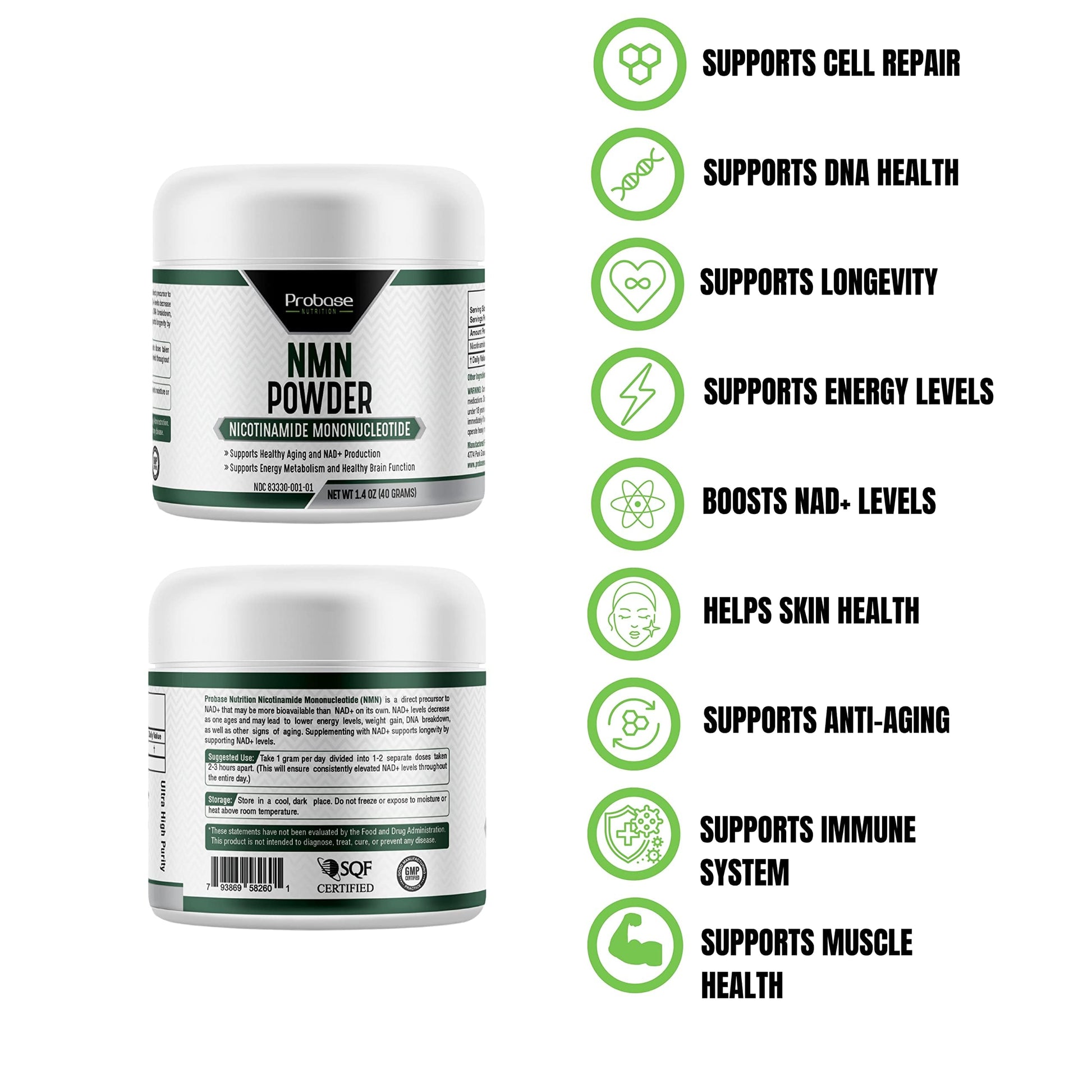 Probase Nutrition Longevity Pure NMN Powder 40 Grams - Ultra-Pure, Fully Stabilized, Pharmaceutical Grade NMN to Boost NAD+, Nicotinamide Mononucleotide Powder Supplement Probase Nutrition uk supplements
