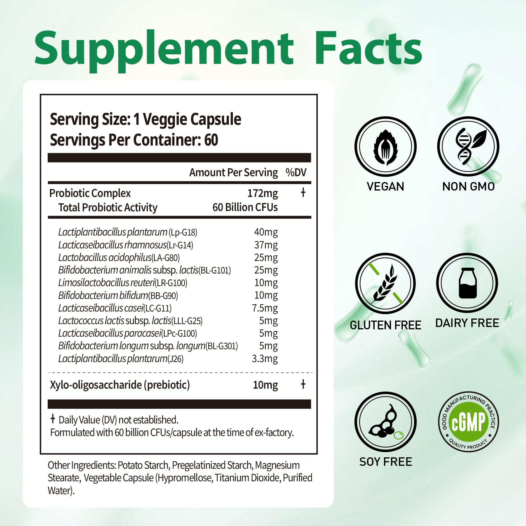 BioJhchang Probiotics Supplements 60 Billion CFUs 11 Diverse Strains Natural Prebiotics for Immune, Digestive Gut Health Supports Occasional Constipation Diarrhea Gas Bloating for Women & Men BioJhchang uk supplements