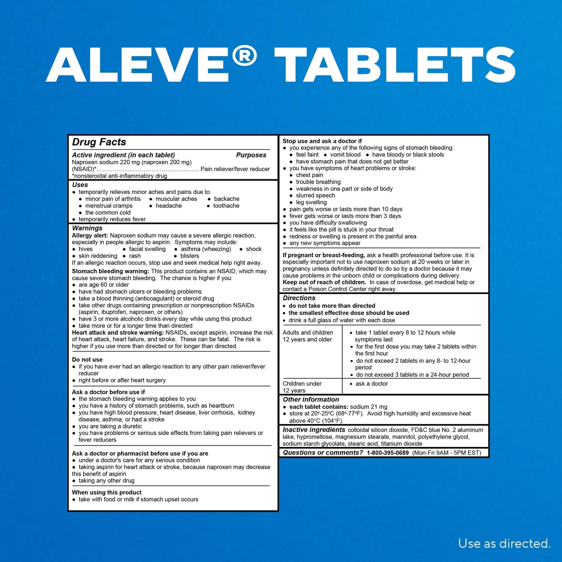 Aleve Pain Reliever & Fever Reducer Tablets, Naproxen Sodium, Headache, Back and Body Pain Relief Medicine, 270 Count Aleve uk supplements