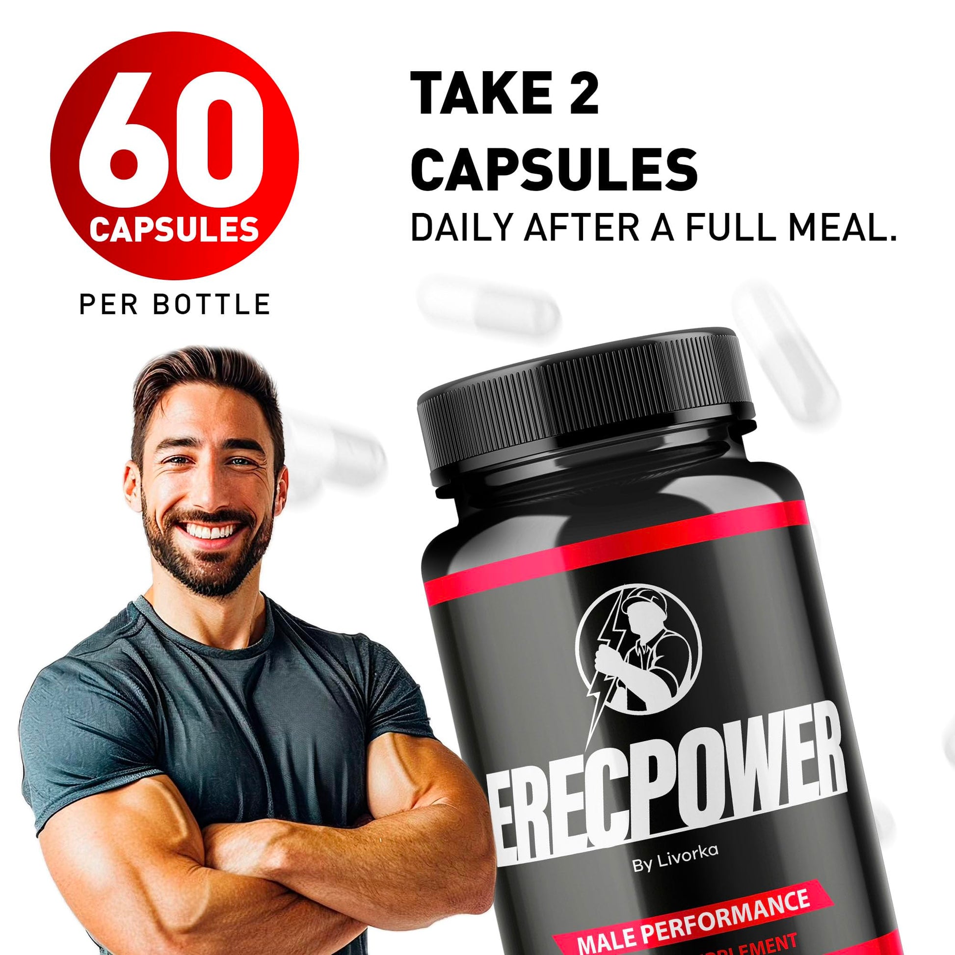 LIVORKA Erecpower Multivitamin Male Performance Capsules for Mens Health, Advanced Formula - 300 Capsules (5 Month Supply) - Pack of 5 LIVORKA uk supplements