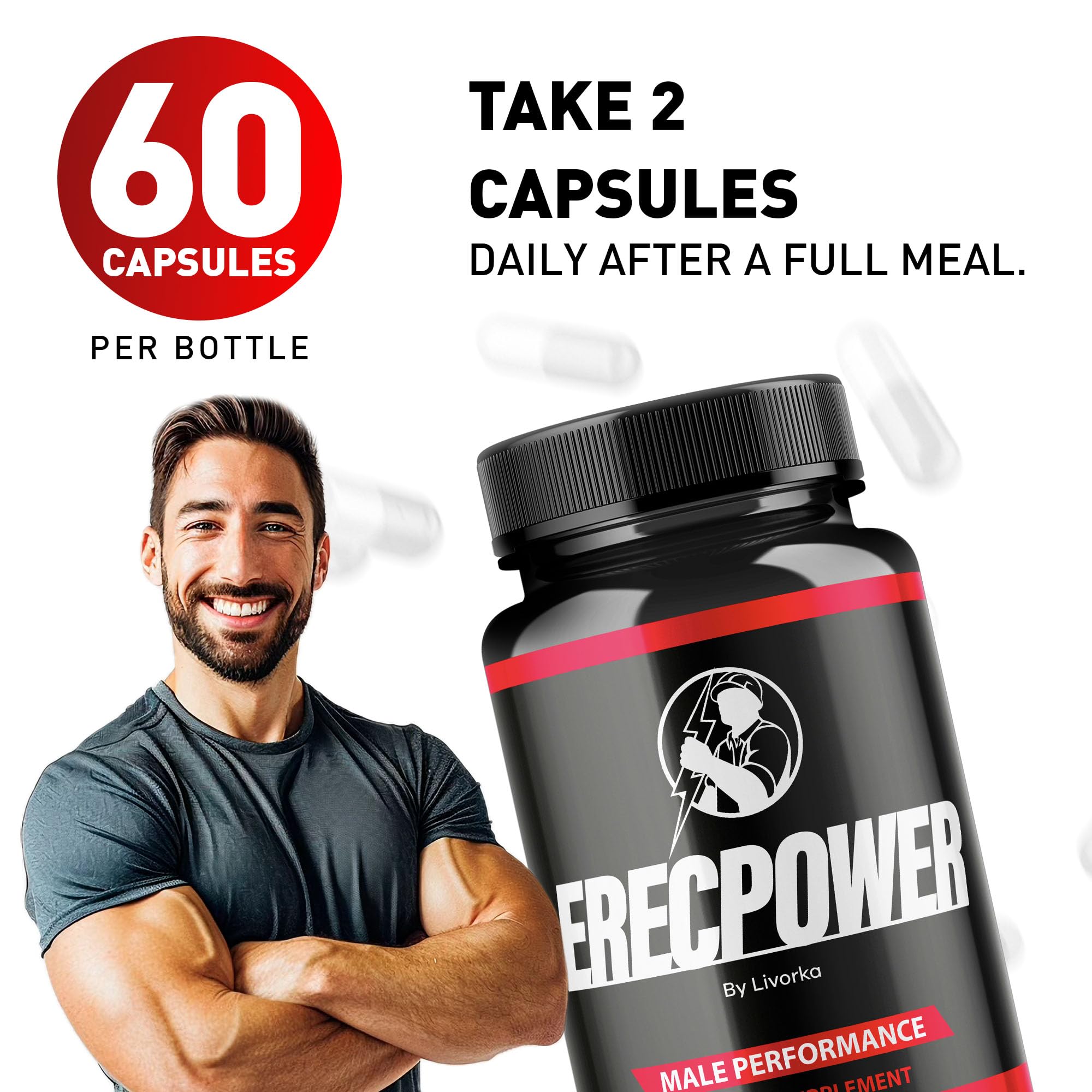 LIVORKA Erecpower Multivitamin Male Performance Capsules for Mens Health, Advanced Formula - 300 Capsules (5 Month Supply) - Pack of 5 LIVORKA uk supplements