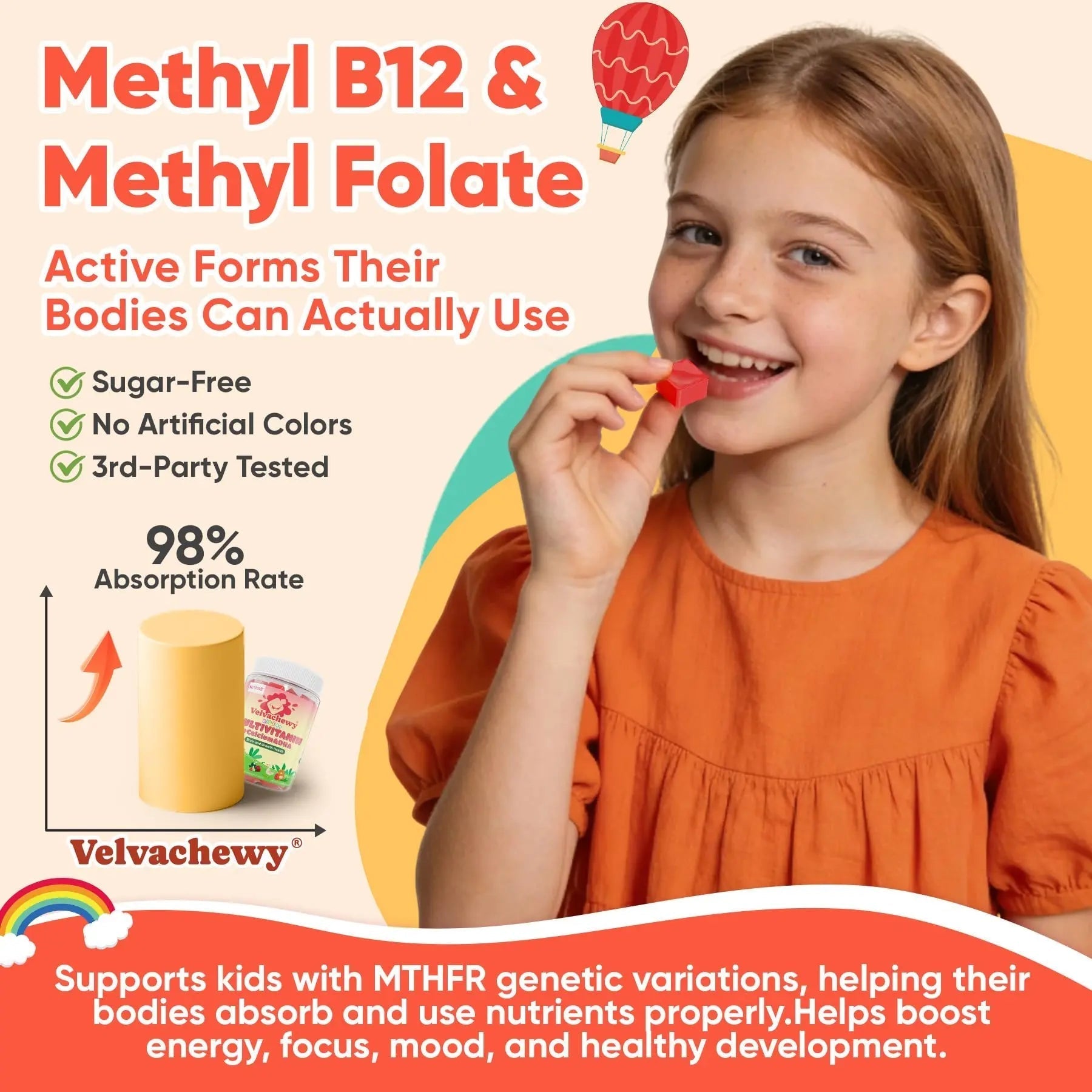 Methylated Multivitamin for Kids Pre-Teen Teens Gummies, Vitamin w/ Omega-3(DHA), Choline, Calcium, D3 K2, Methylfolate & B12 NEVISS uk supplements