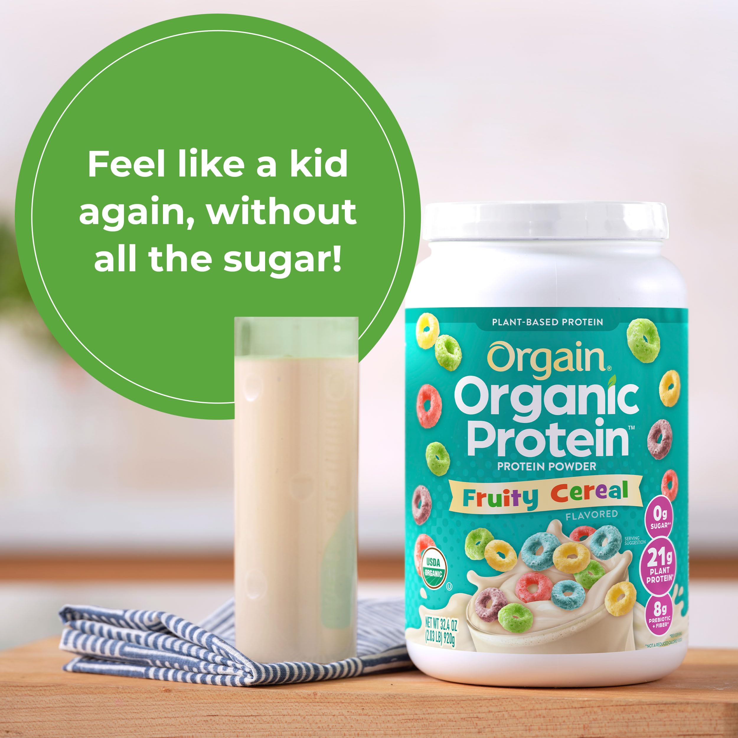 Orgain Organic Vegan Protein Powder, Fruity Cereal - 21g Plant Based Protein, Gluten Free Orgain uk supplements