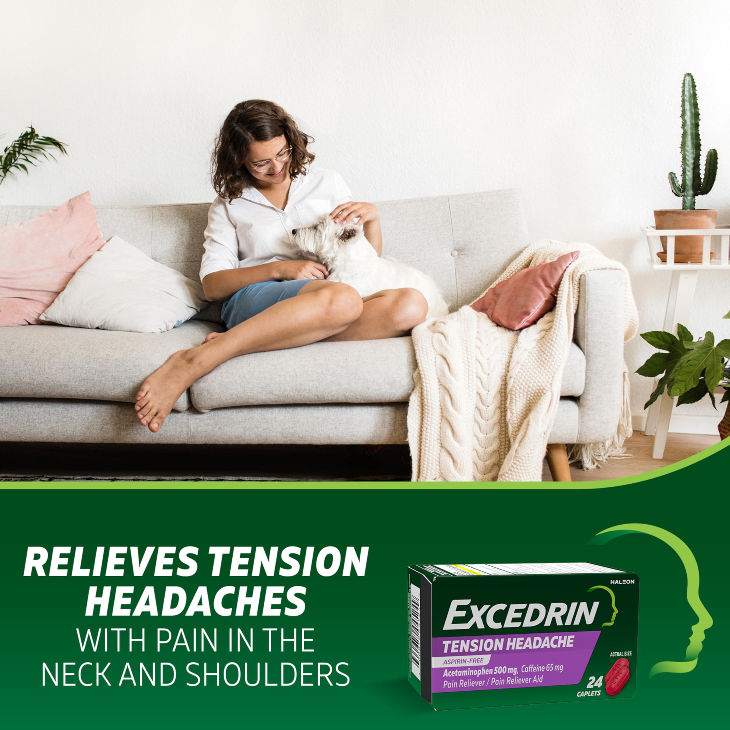 Excedrin Tension Headache Relief Caplets Without Aspirin for Head, Neck and Shoulder Pain Relief - 100 Count Excedrin uk supplements