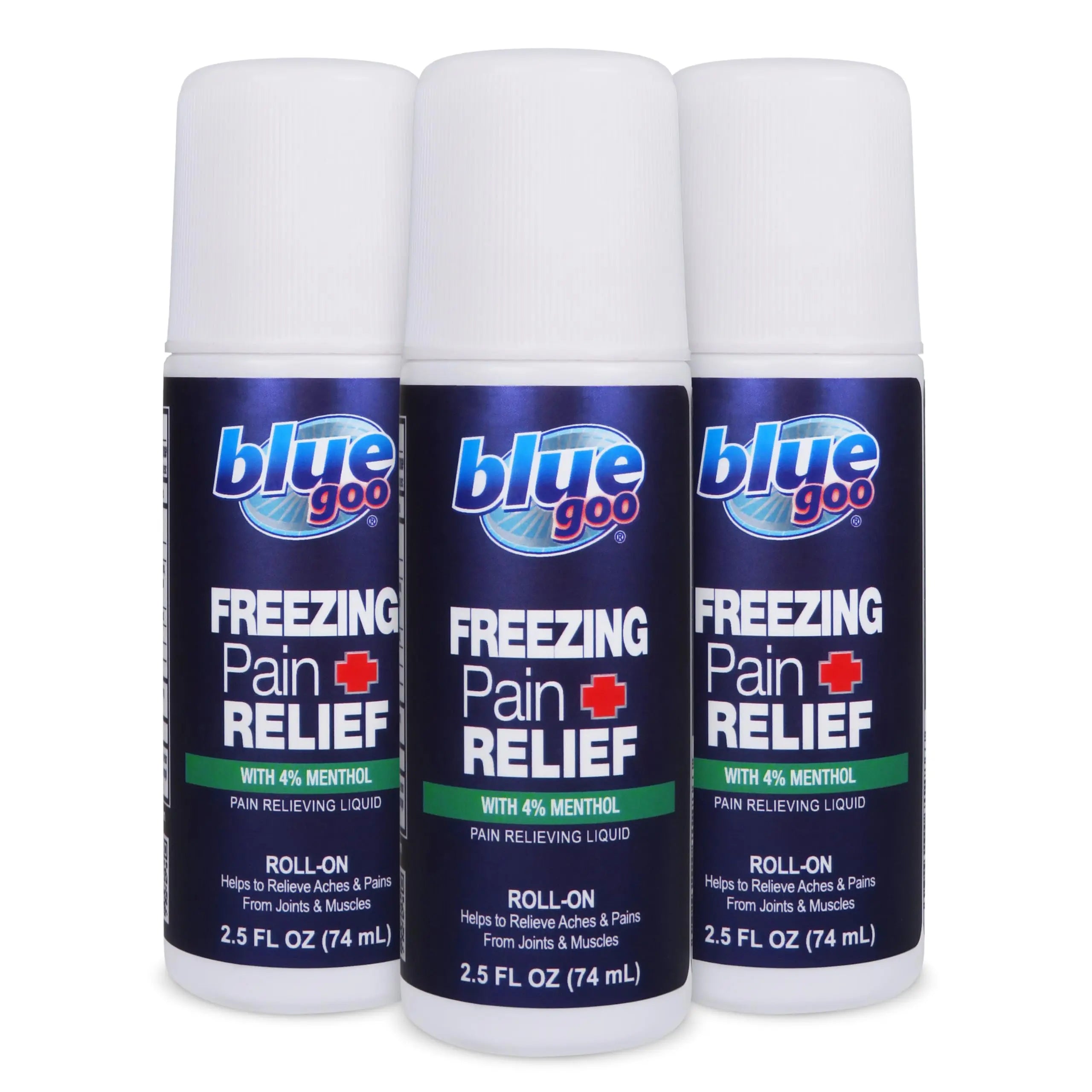 Blue Goo Pain Relieving Menthol Roll On – for Back, Neck, Muscle and Joint Pain, Sprains and Strains, Fast-Acting Soothing Cooling Pain Relief Liquid with 4% Menthol, 2.5 oz (3 Pack) Blue Goo uk supplements