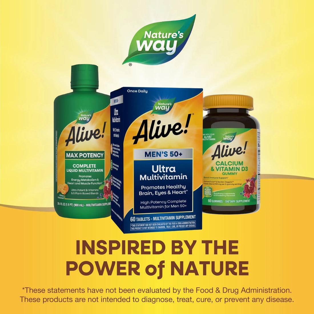 Nature's Way Alive! Men’s 50+ Daily Ultra Multivitamin, High Potency Formula, Supports Healthy Brain, Eyes & Heart Nature's Way uk supplements