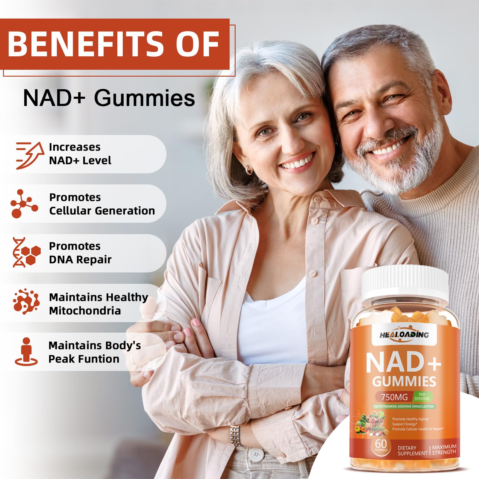 NAD+ Gummies NAD Resveratrol Supplement : NAD Supplements for Women Aging Defense Absorption Than Nicotinamide Riboside Boost Vitamin B3 D3 Sodium Zinc Support Cellular Health Energy and DNA Repair HEALOADING uk supplements
