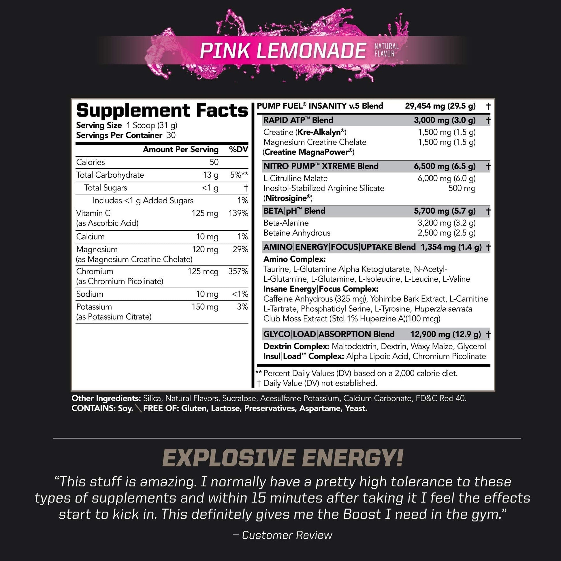 PMD Sports Ultra Pump Fuel Insanity - Pre Workout – Pink Lemonade (30 Servings) Sports PMD uk supplements