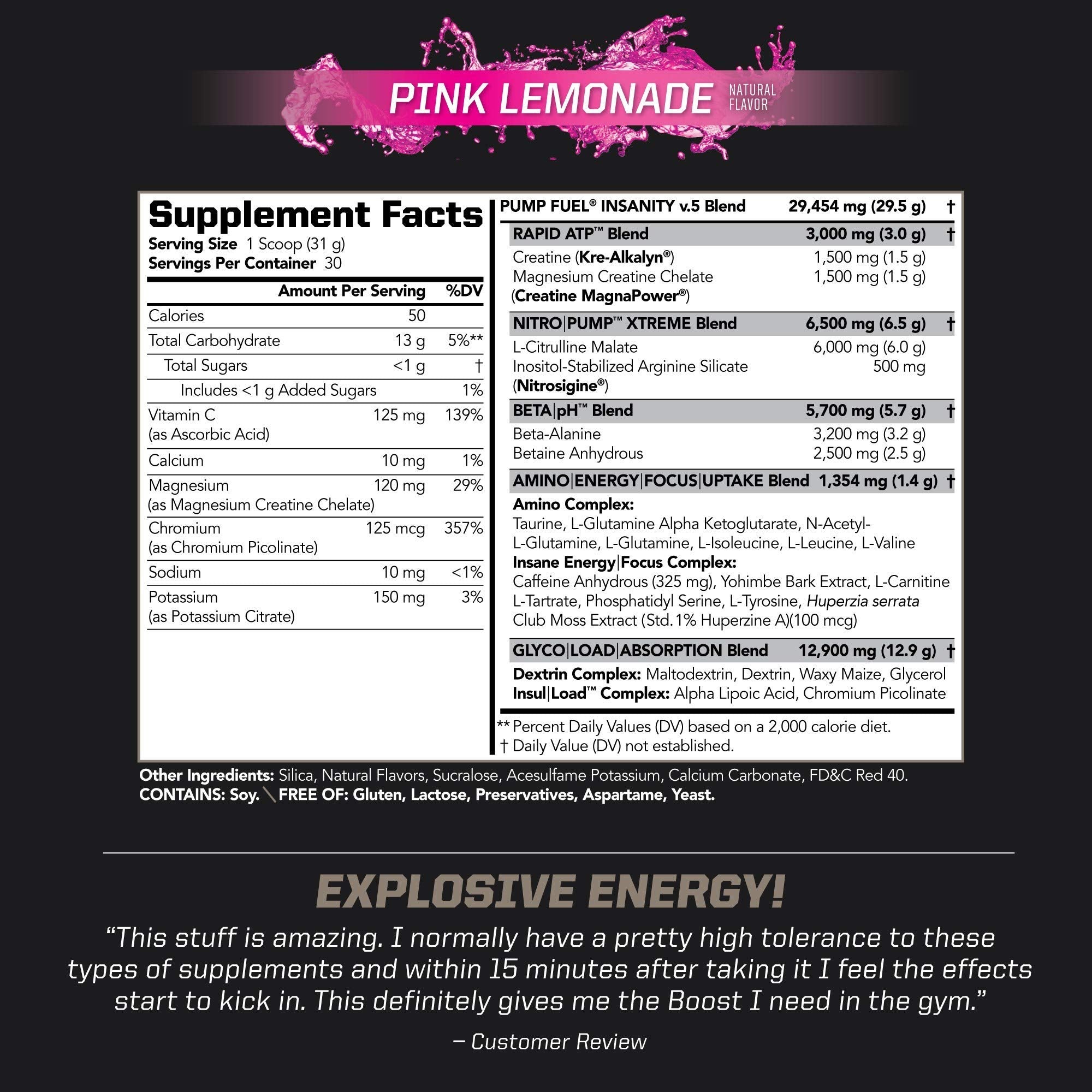 PMD Sports Ultra Pump Fuel Insanity - Pre Workout – Pink Lemonade (30 Servings) Sports PMD uk supplements