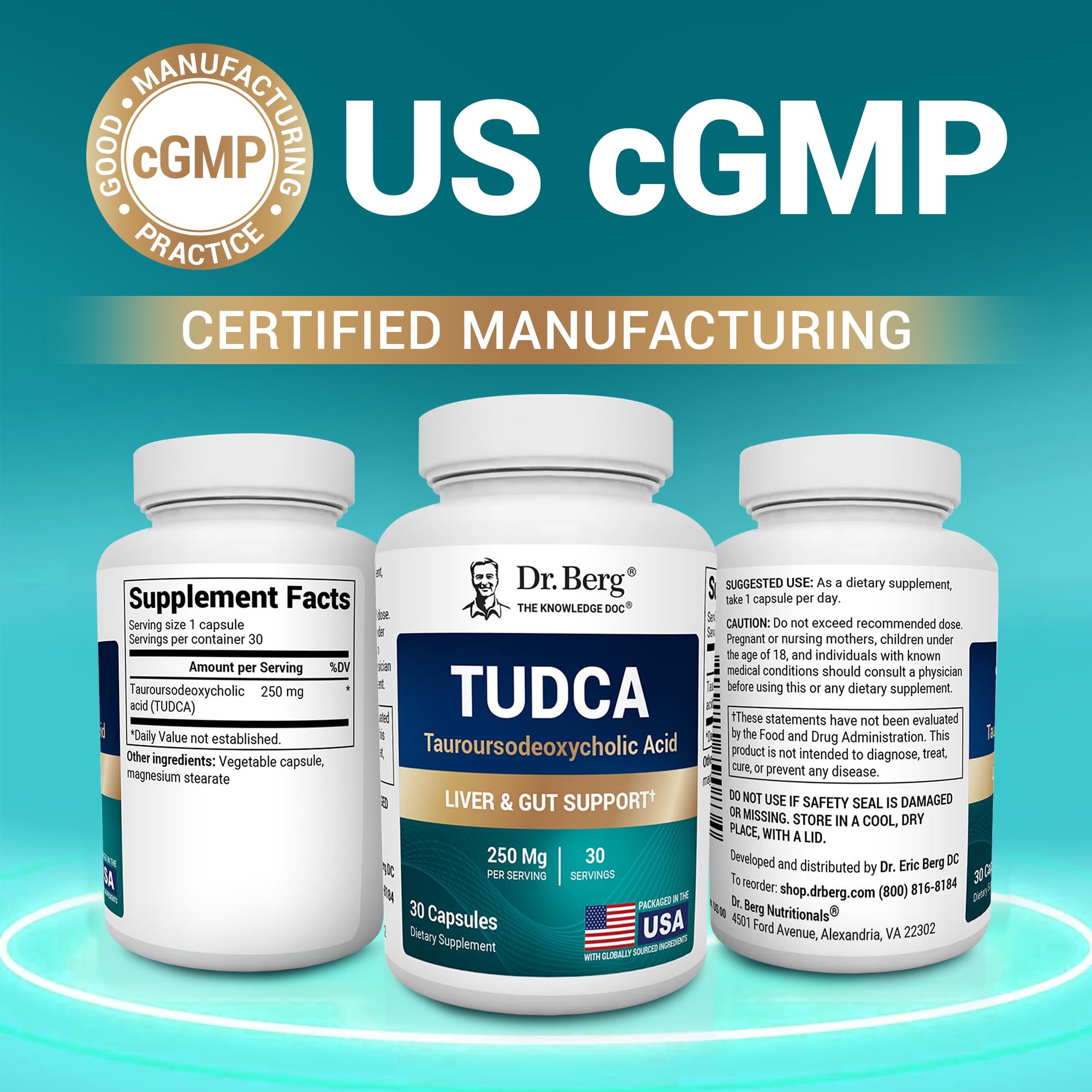 Dr. Berg TUDCA Supplement (Tauroursodeoxycholic Acid) - Powerful Formula for Liver Health, Bile Flow, Gallbladder Support, and Digestive Health* - 30 Capsules Dr. Berg Nutritionals uk supplements