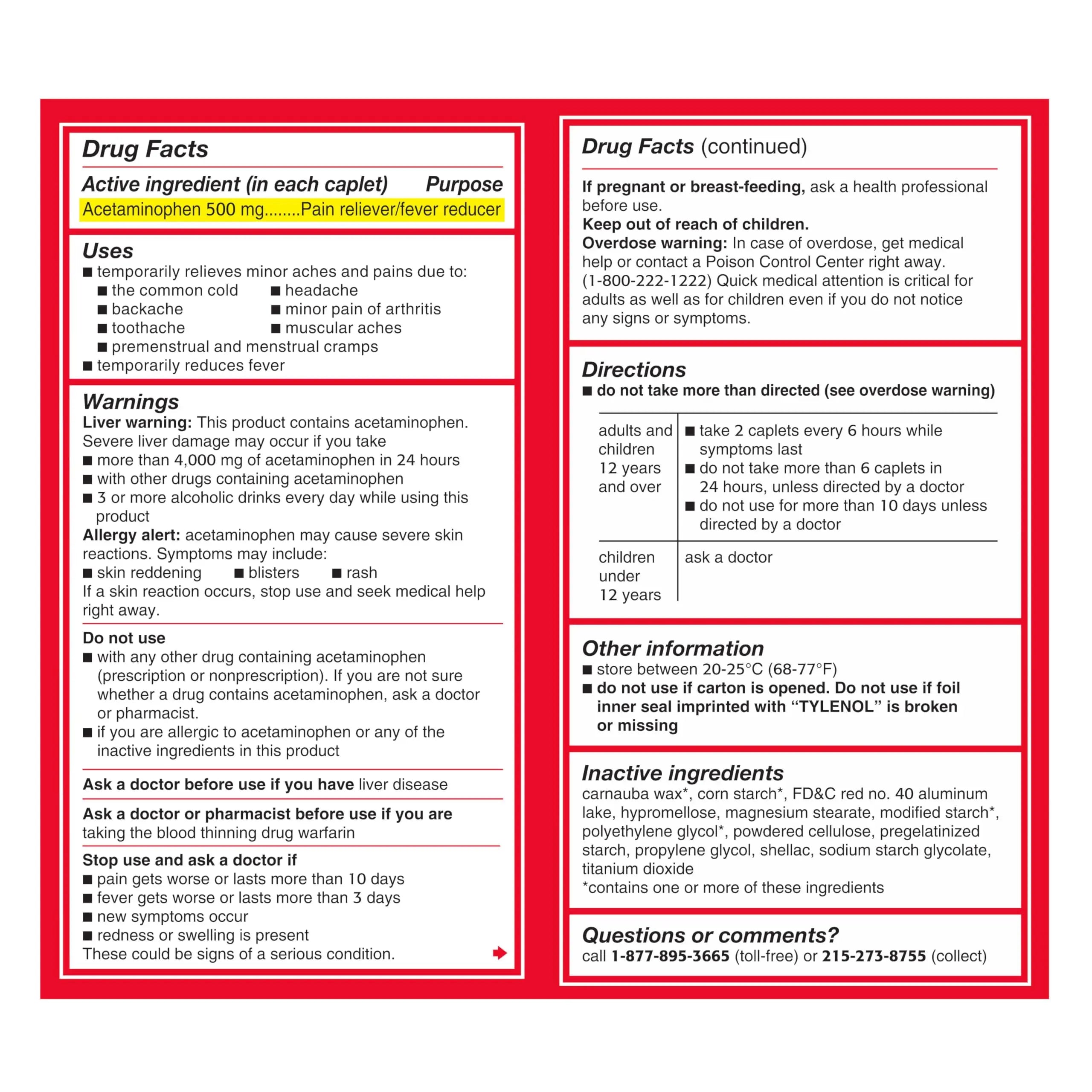 Tylenol Extra Strength Acetaminophen Caplets, 500 mg, Pain Relief & Fever Reducer for Headache, Backache, Toothache, Menstrual Cramps & Pain, Travel-Friendly Packaging, 2-Caplet Pouches, 50 Count Tylenol uk supplements