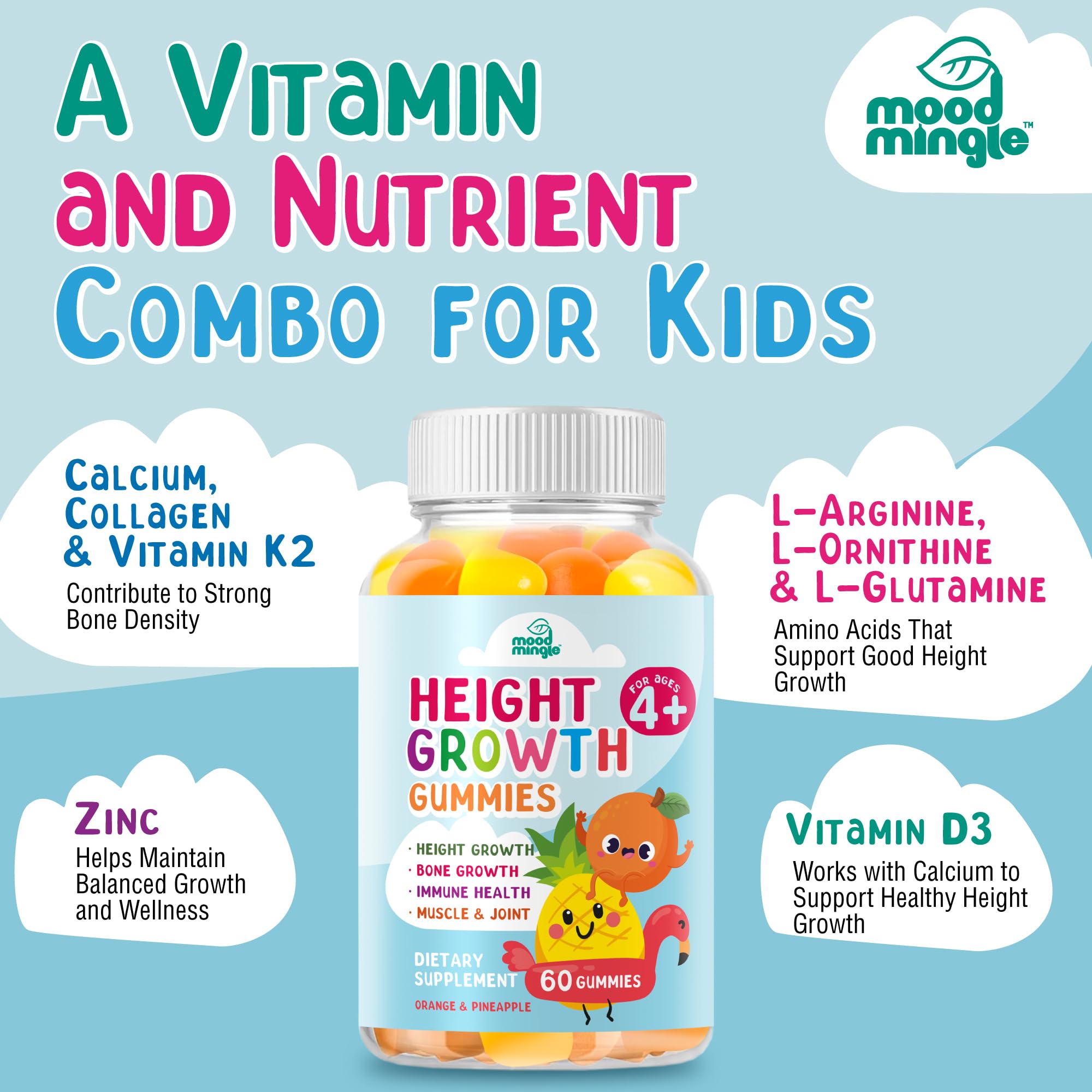 Height Growth Gummies Supplement - Kids Teens Height Increaser Maximizer Grow Taller Vitamins Mood Mingle uk supplements